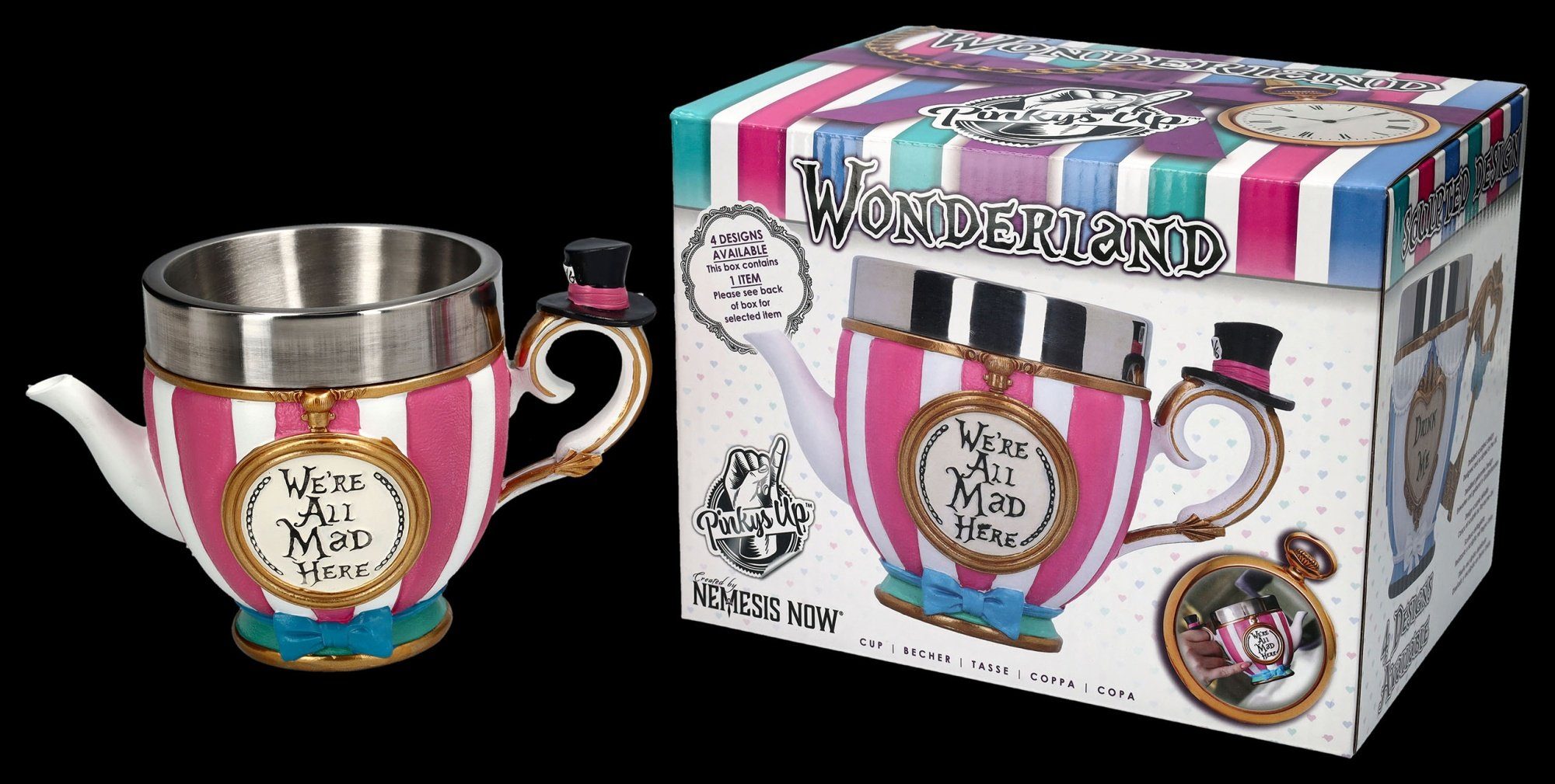 Figuren Shop GmbH Tasse Tasse Pinkys Up - Hutmacher - Nemesis Now - Teetasse Dekoration, Kunststein (Polyresin), Edelstahl