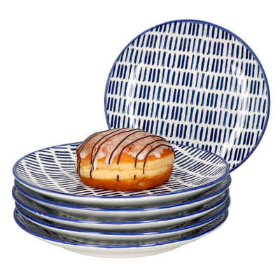 MamboCat Frühstücksteller 6er Set Dessert- Kuchenteller Jail Blau Weiß - 89986