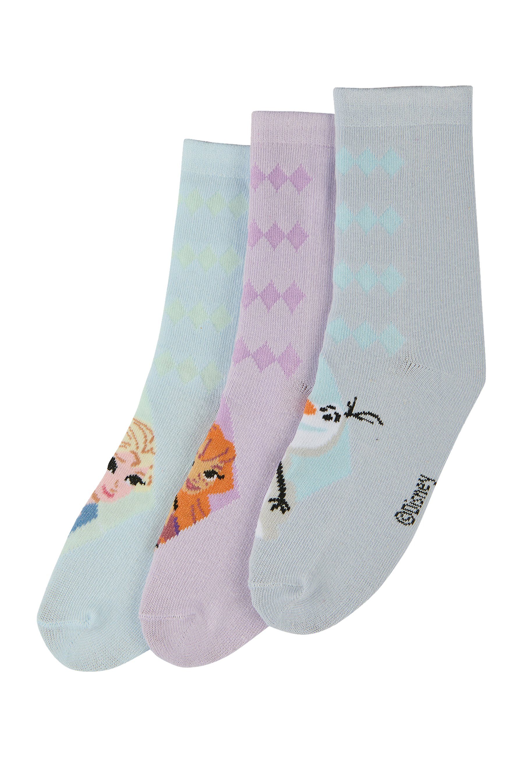 ONOMATO! Socken Frozen - Die Eiskönige Kinder Mädchen Strümpfe Socken 3er Pack (3-Paar)