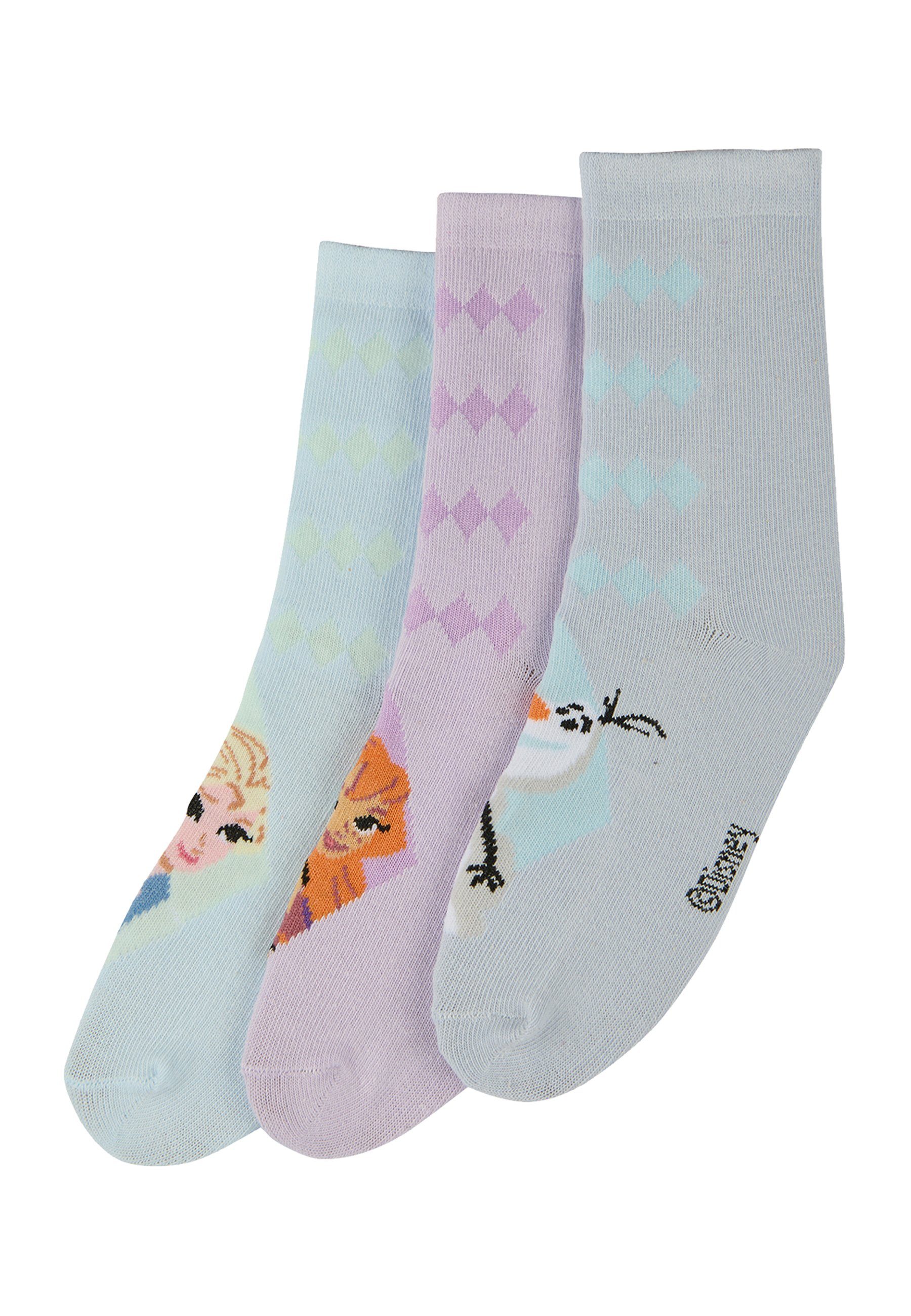 Socken Frozen - Die Eiskönige Kinder Mädchen Strümpfe Socken 3er Pack