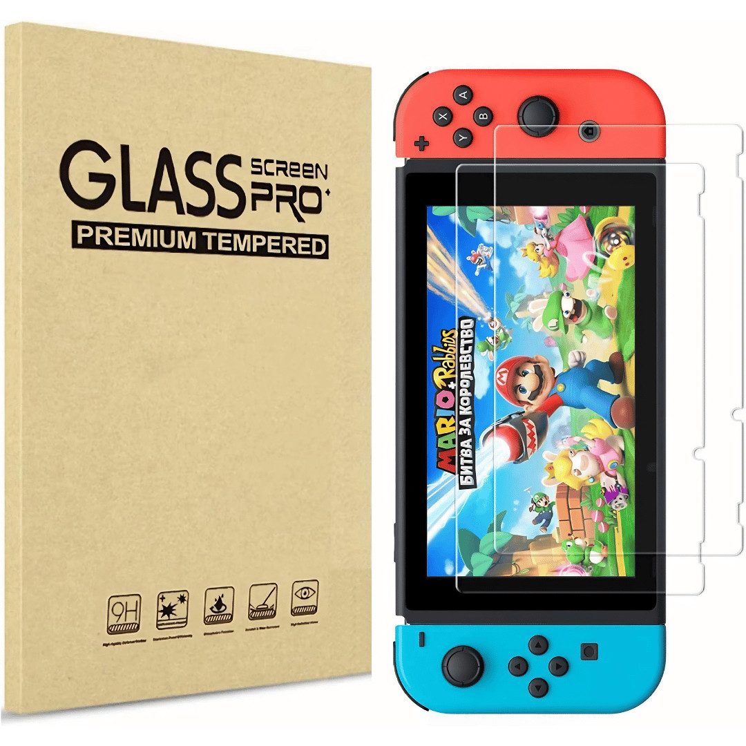 SmartUP Displayschutzglas 2X Schutzglas für Nintendo Switch Display Panzerfolie Full Screen 9H für Nintendo Switch, 2 Stück, Rundumschutz, passgenaue Verarbeitung
