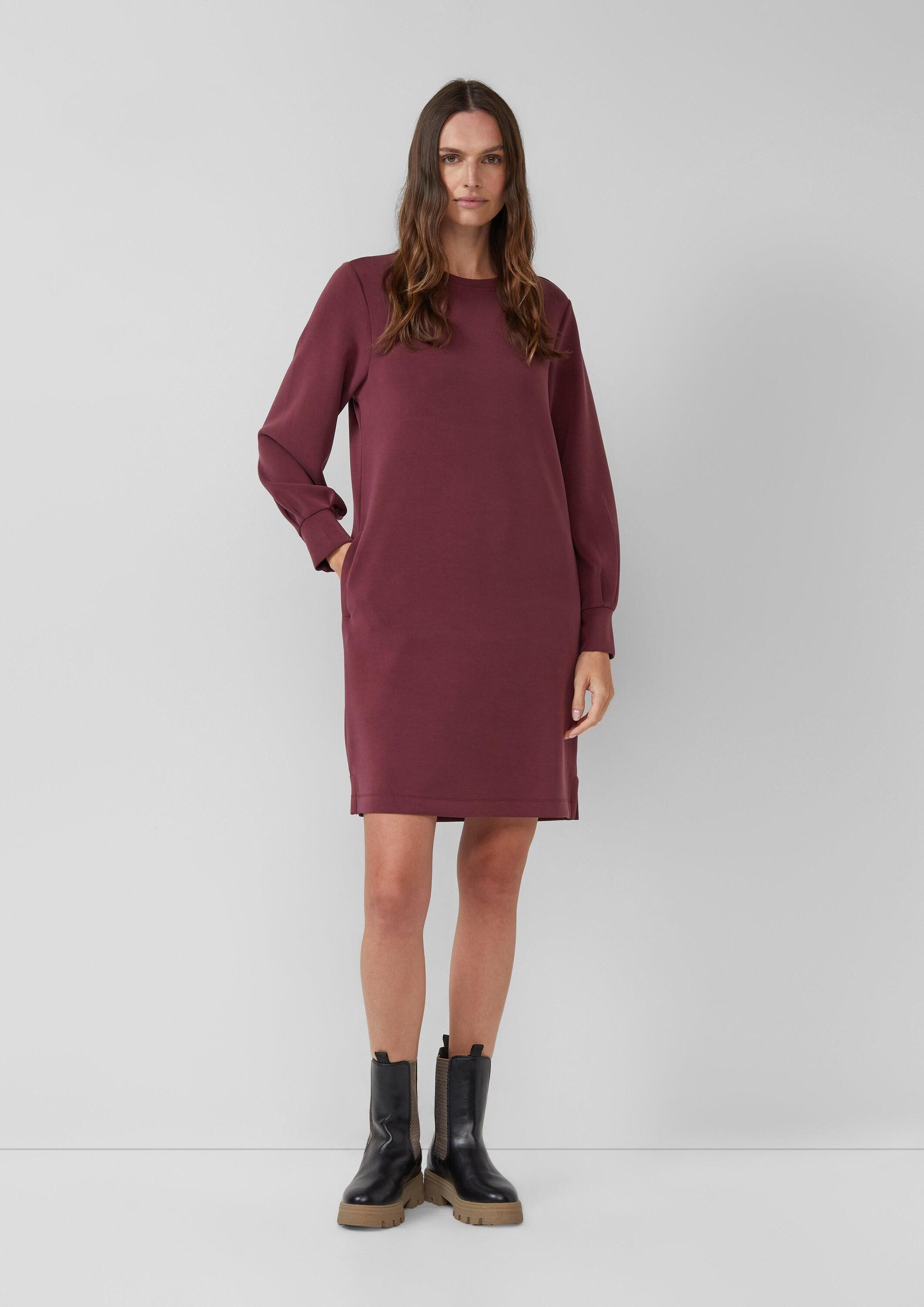 s.Oliver Midikleid Kleid Scuba-Kleid mit weitem Arm und Eingrifftaschen