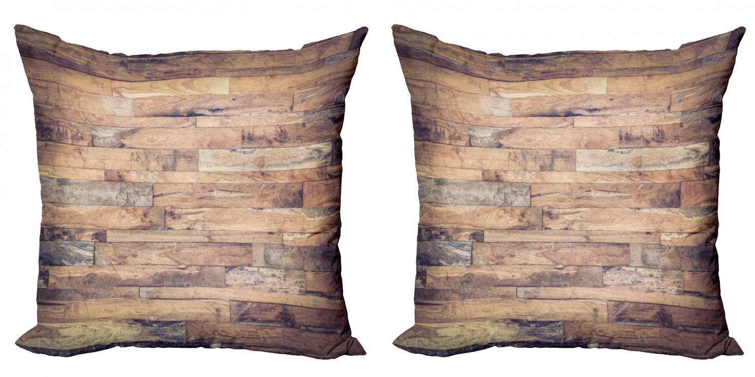 Kissenbezüge Modern Accent Doppelseitiger Digitaldruck, Abakuhaus (2 Stück), rustikales Holz Erdige tonte Planks