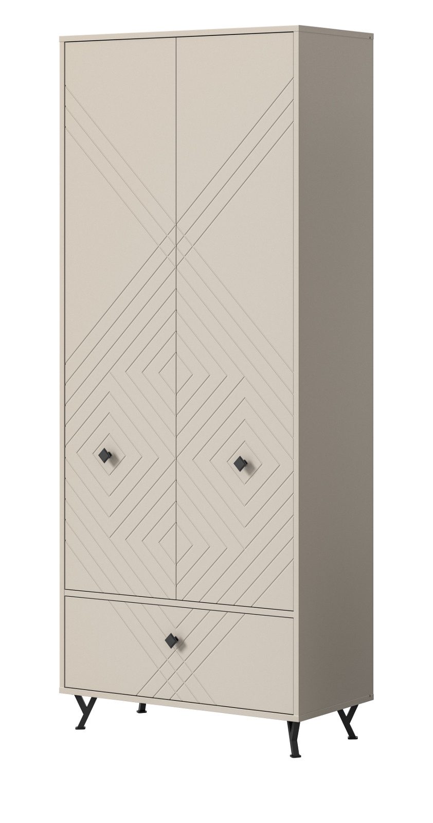 Inn.Furn Schuhschrank Apunti (Großer Flurschrank sandfarben, 90 x 190 cm) bis zu 42 Schuhe