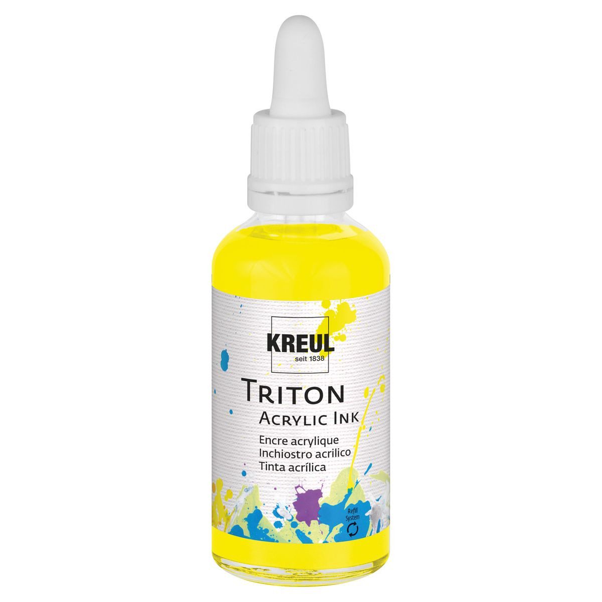 C. KREUL Acrylfarbe KREUL Acryltinte TRITON gelb fluoreszierend 50ml Pipettenflasche