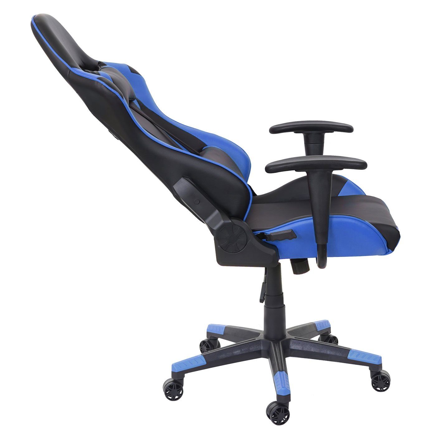 schwarz,blau Schreibtischstuhl MCW Wippmechanik Nackenkissen Sitz, Inkl. MCW-D25-K, Höhenverstellbarer einstellbar,