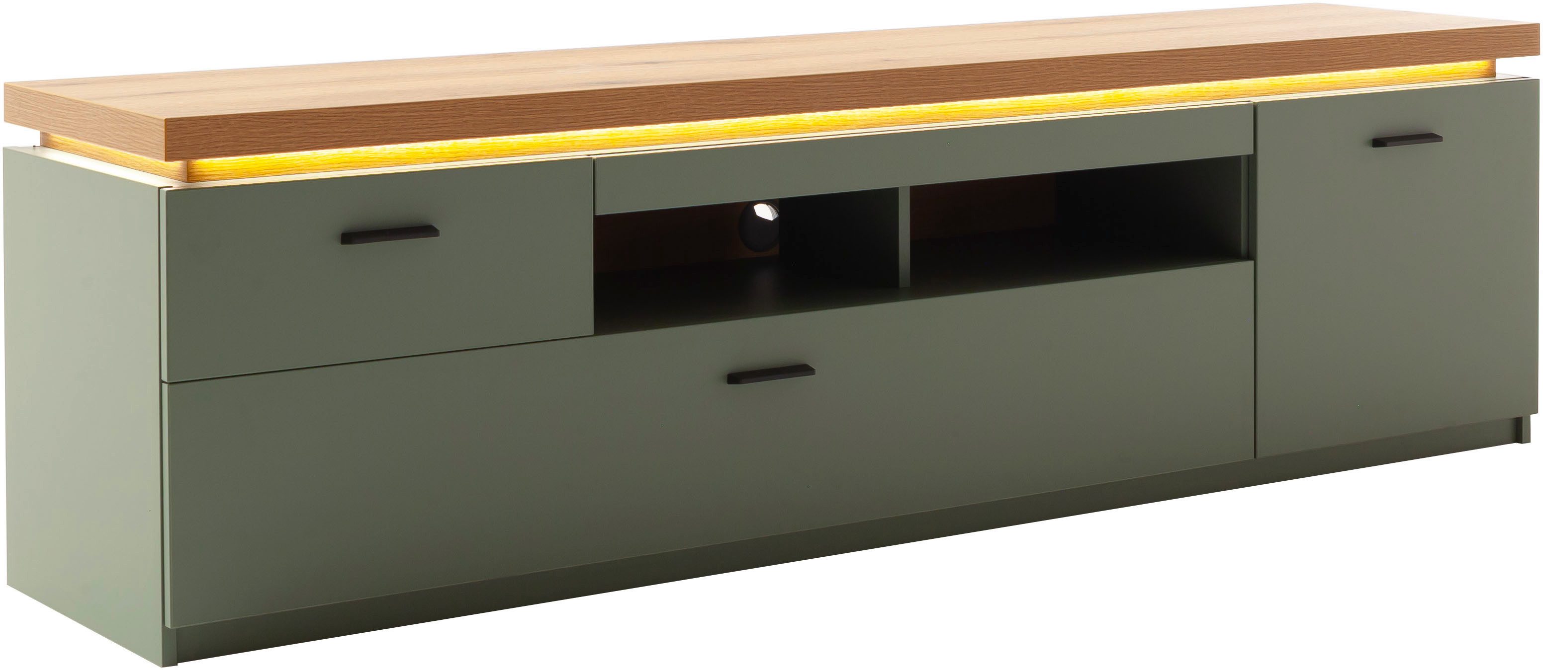 MCA furniture Lowboard MONIZ TV-Element, TV-Schrank, 2 Türen, 2 Schubkästen, 2 offene Fächer, 195 cm breit