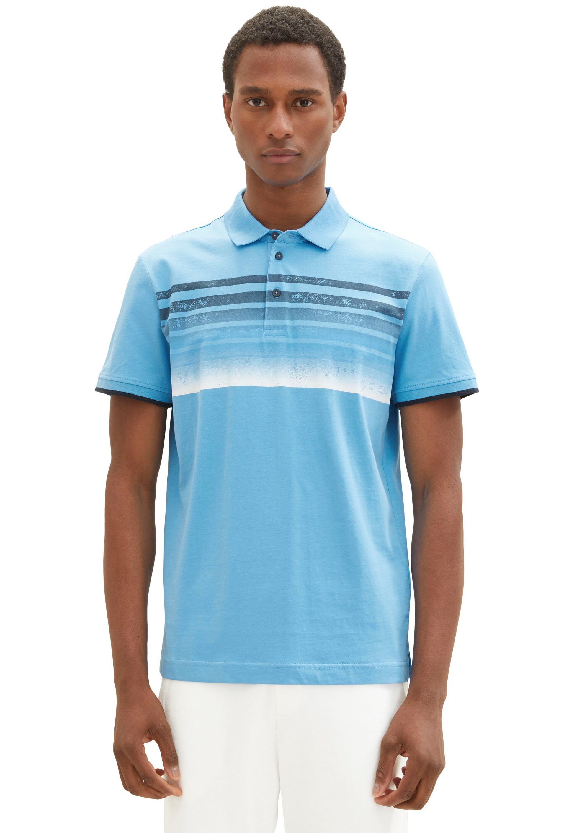 TOM TAILOR kontrastfarbenen Poloshirt blue Details mit rainy sky