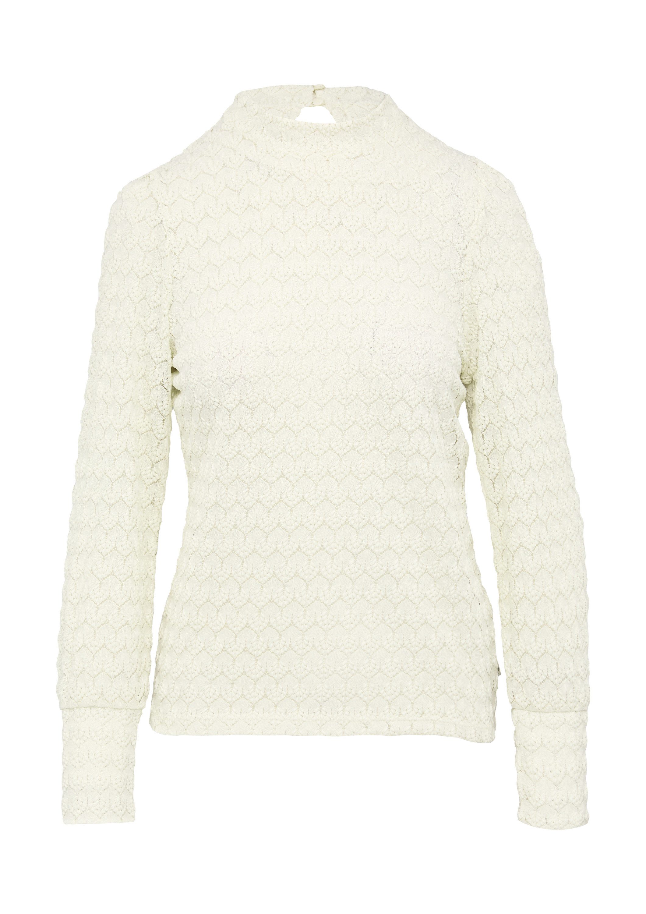 QS Langarmshirt T-Shirt Transparentes Spitzen-Shirt mit Stehkragen günstig online kaufen