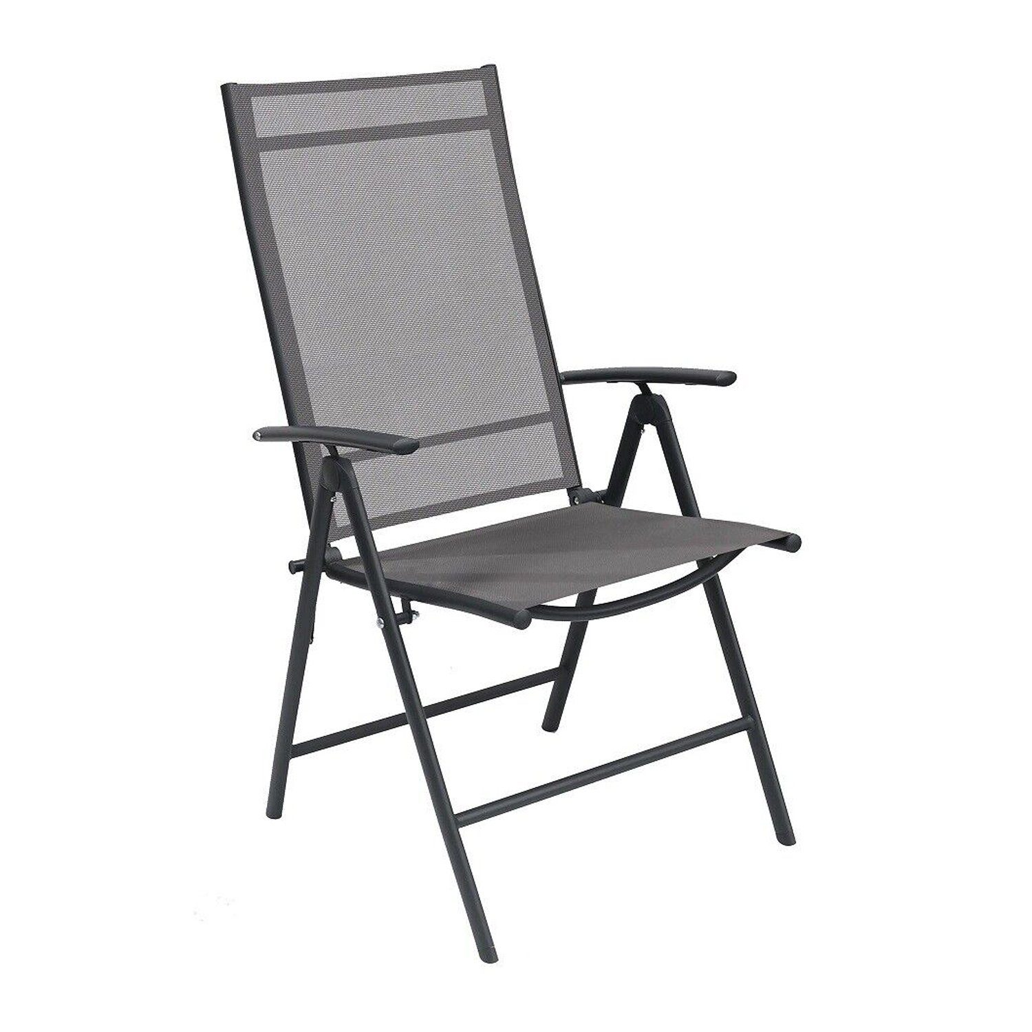 Mojawo Armlehnstuhl Garten Klappstuhl Hochlehner Metall - Textilen Anthrazit 7 Positionen