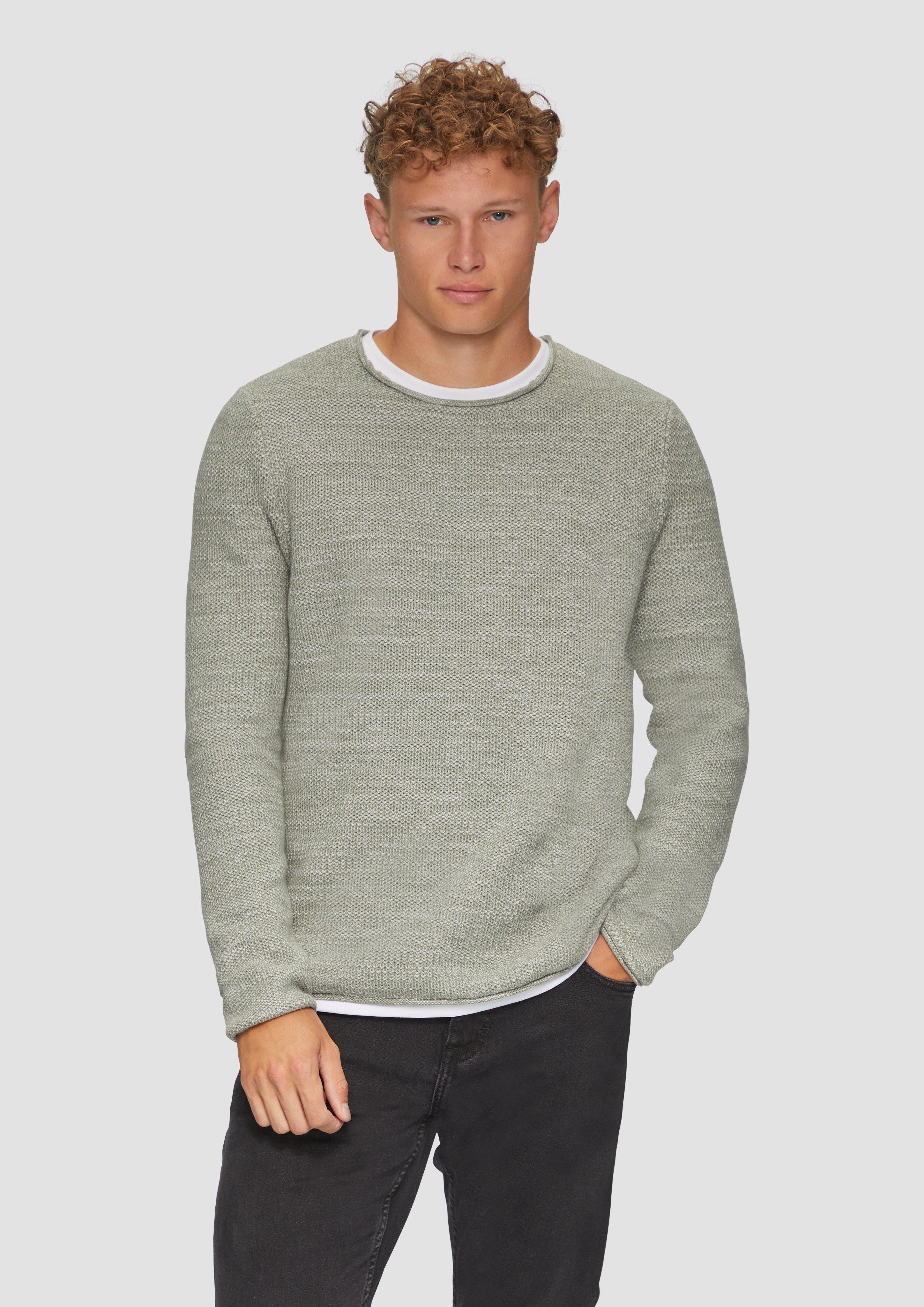 QS Strickpullover Melierter Strickpullover mit Layering-Detail günstig online kaufen