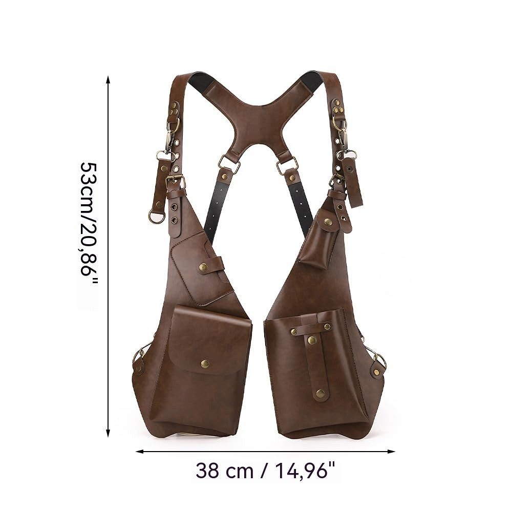 Blusmart Schultertasche Doppelte Schultertasche, Schulterholstertasche (Wasserdichte Retro-Achselholstertasche, mit verstellbarem Riemen), Für Geldbörse, Handy und Schlüssel