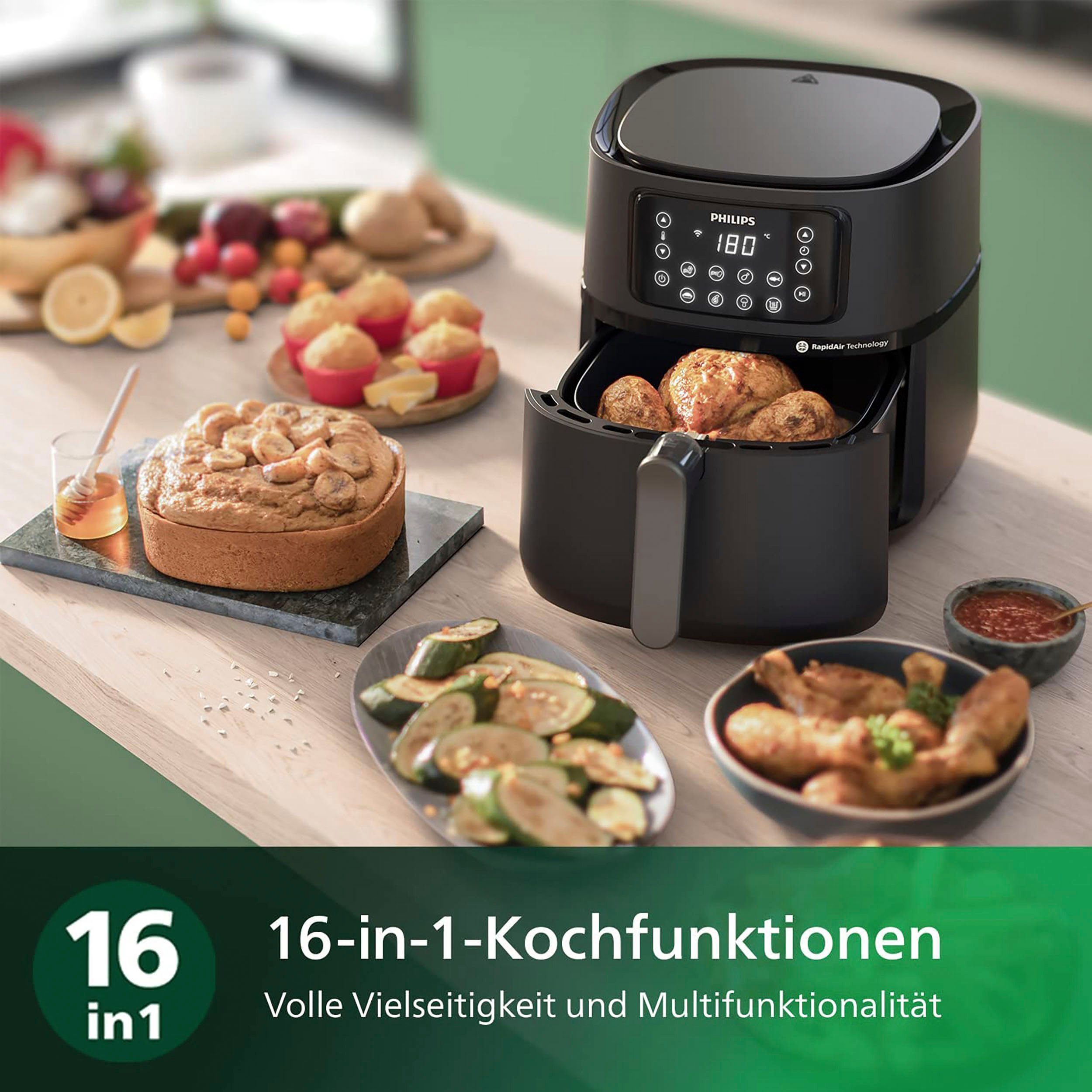 Philips Heißluftfritteuse Airfryer XXL Warmhaltefunktion HD9285/90, mit und Konnektivität W, WiFi 2000