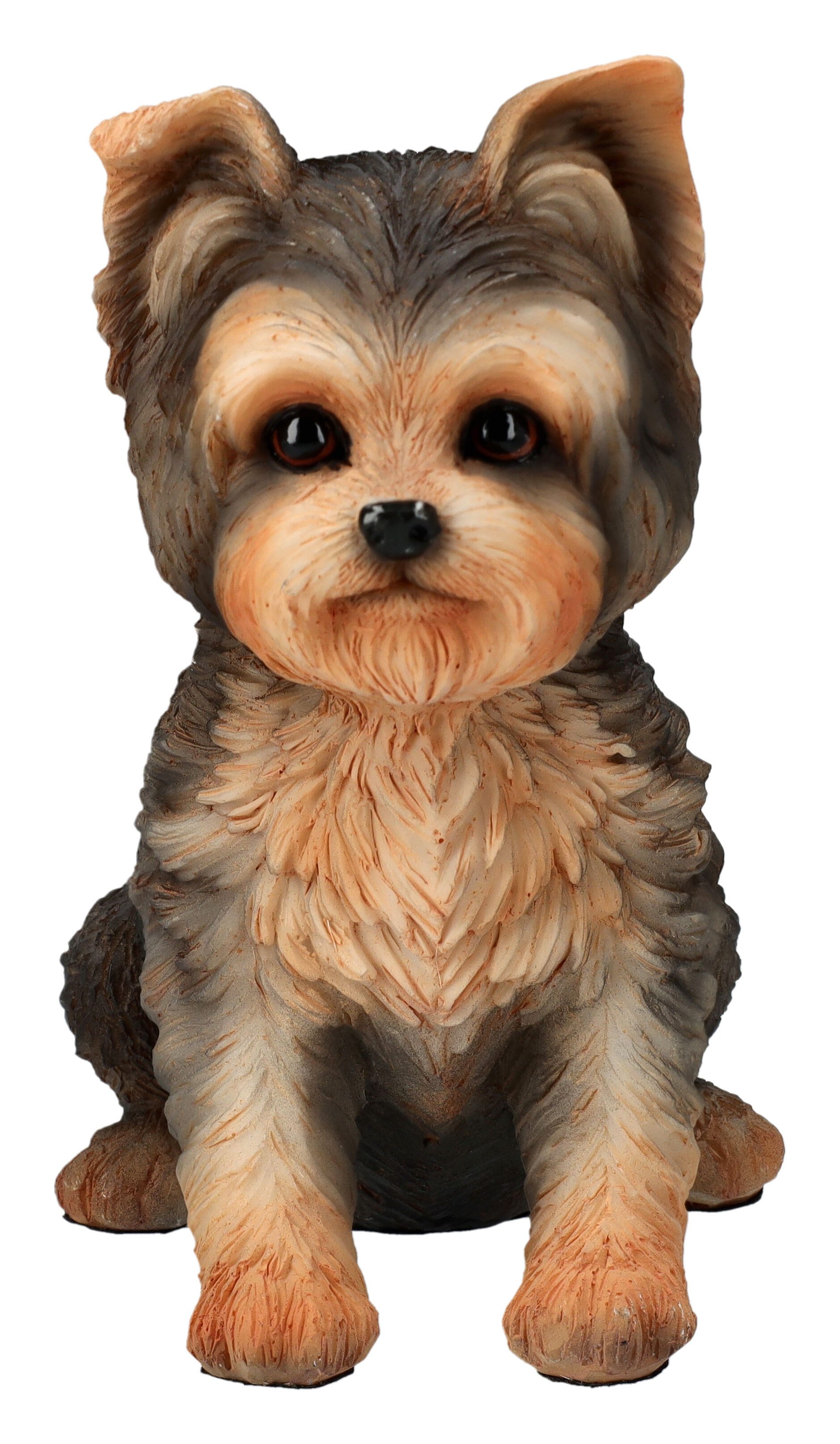Tierfigur Yorkshire Terrier Figur – Yorkie Welpe Statue handbemalt 15 cm Deko