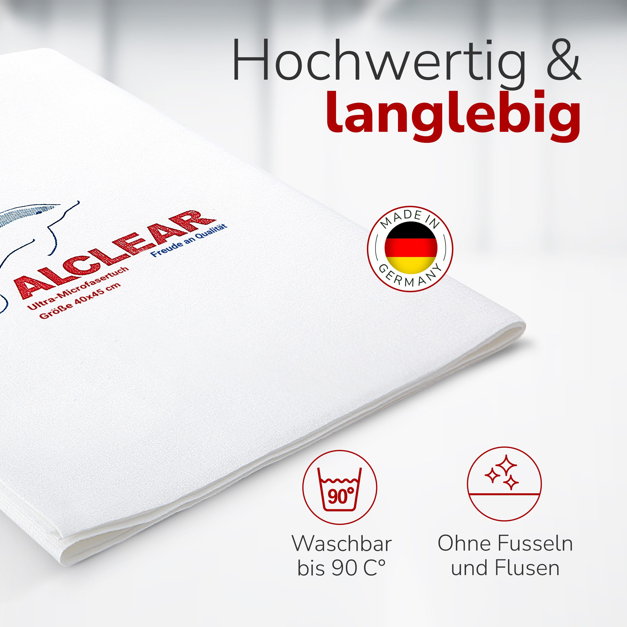 ALCLEAR 950001 Ultra-Microfaser Fenstertuch streifenfrei 40x45 cm Mikrofasertuch (70% Polyester, 30% Polyamid, 40x45 cm) – Bild 5 von 5