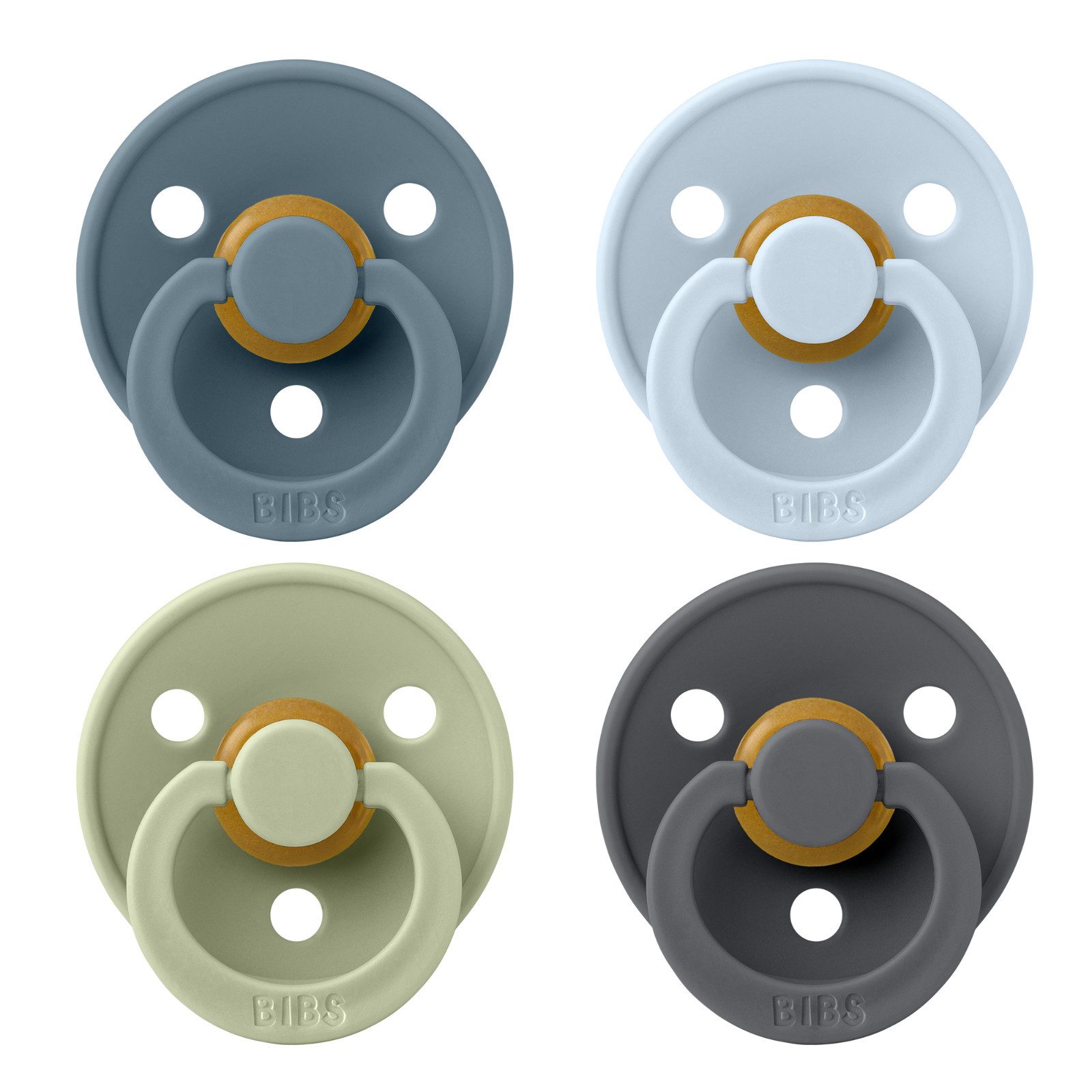 BIBS Schnuller Colour Kirschform Beruhigungssauger im 4er Pack, Harmonische Farben Bibs Colour im praktischen 4er Pack