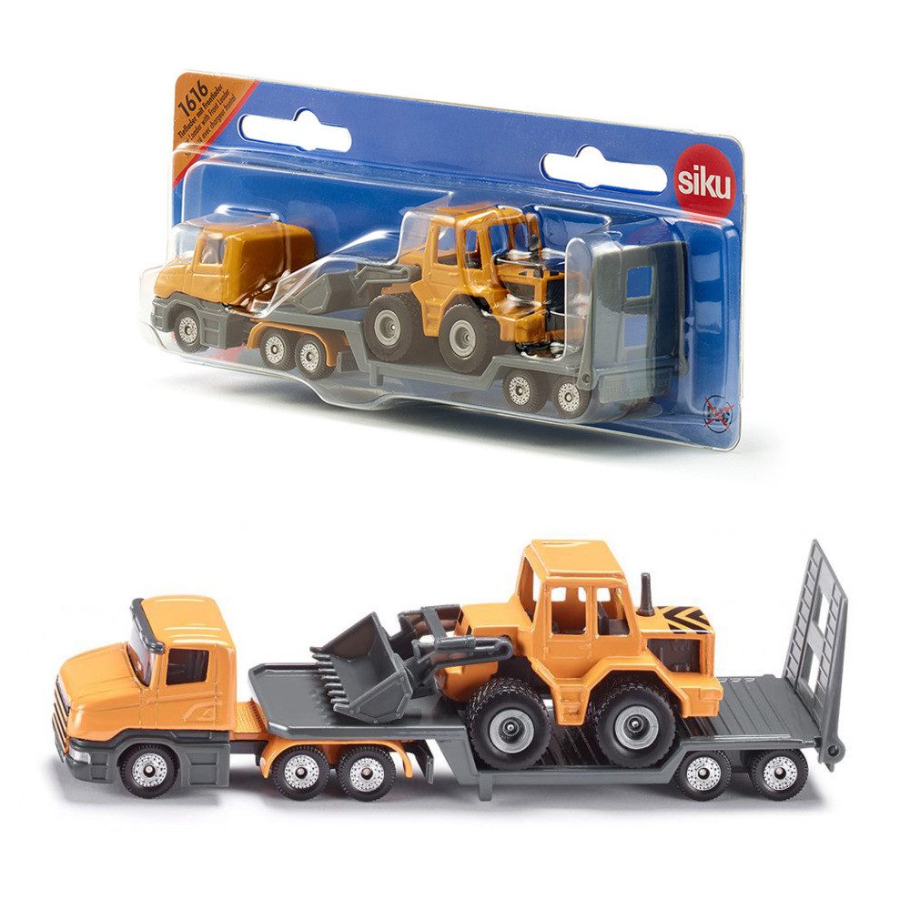 SIEPER Modellauto siku LKW Tieflader mit Frontlader Bagger