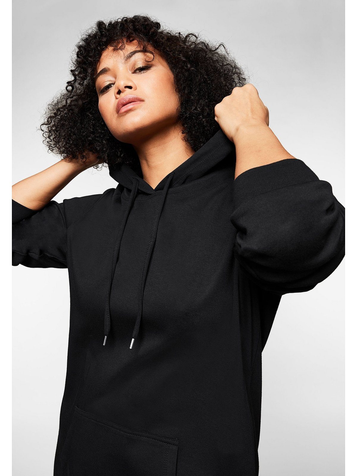 Sheego Sweatkleid Große Größen mit Kapuze und Kängurutasche