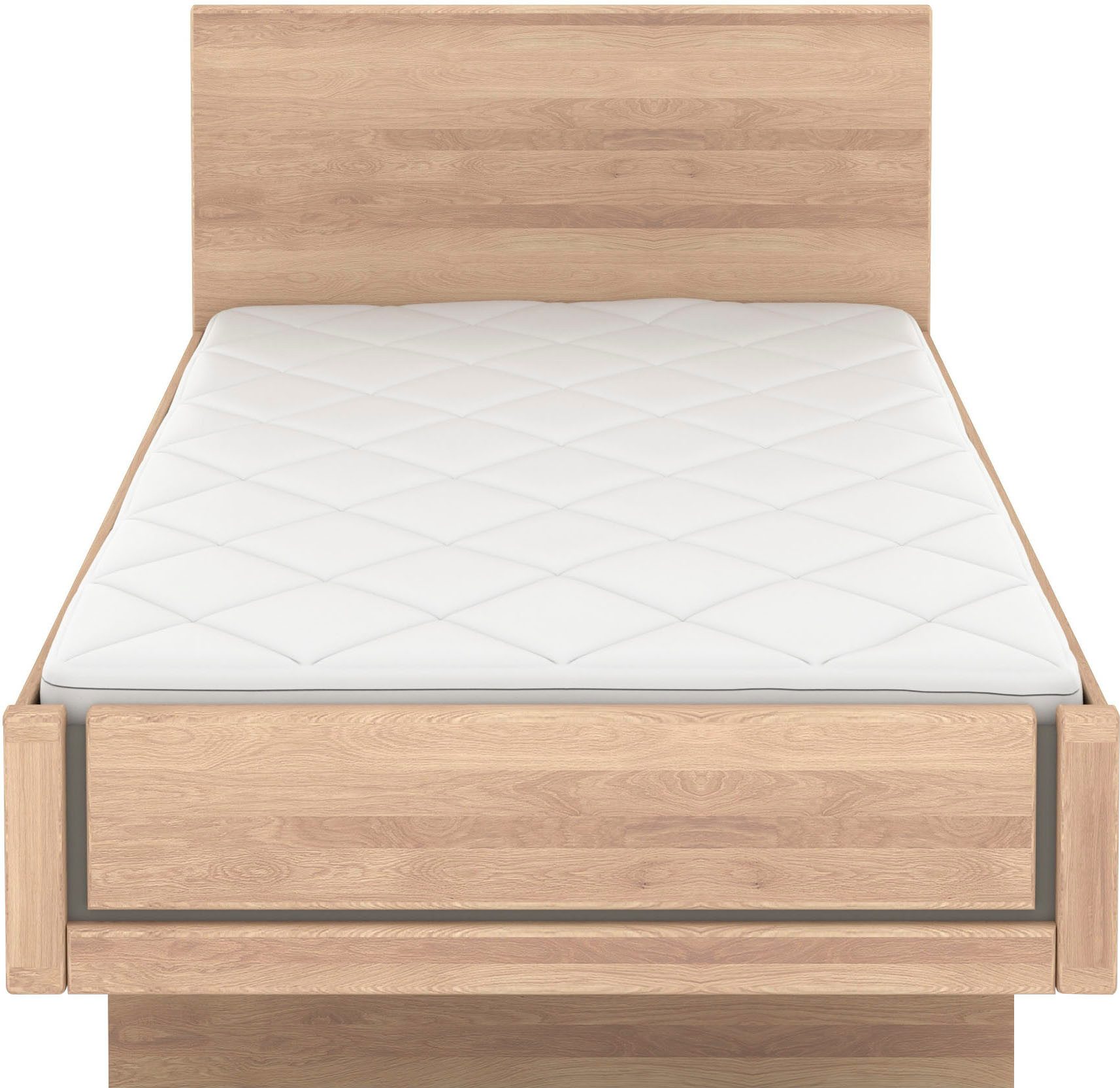 Musterring Holzbett Sorrent, Bettgestell, Bettrahmen, teilmassiv Eiche (MADE IN GERMANY), Eiche teilmassiv, Liegehöhenverstellung, in schwebender Optik