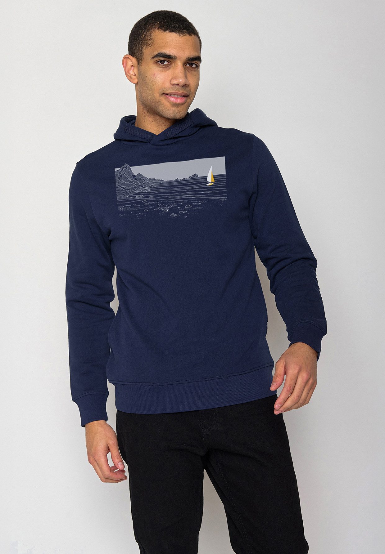 GreenBomb Hoodie Star Nature Cliffsail Motiv Berge (1) Sommer Hoodie, reduziertes Stoffgewicht, Bio-Baumwolle, GOTS