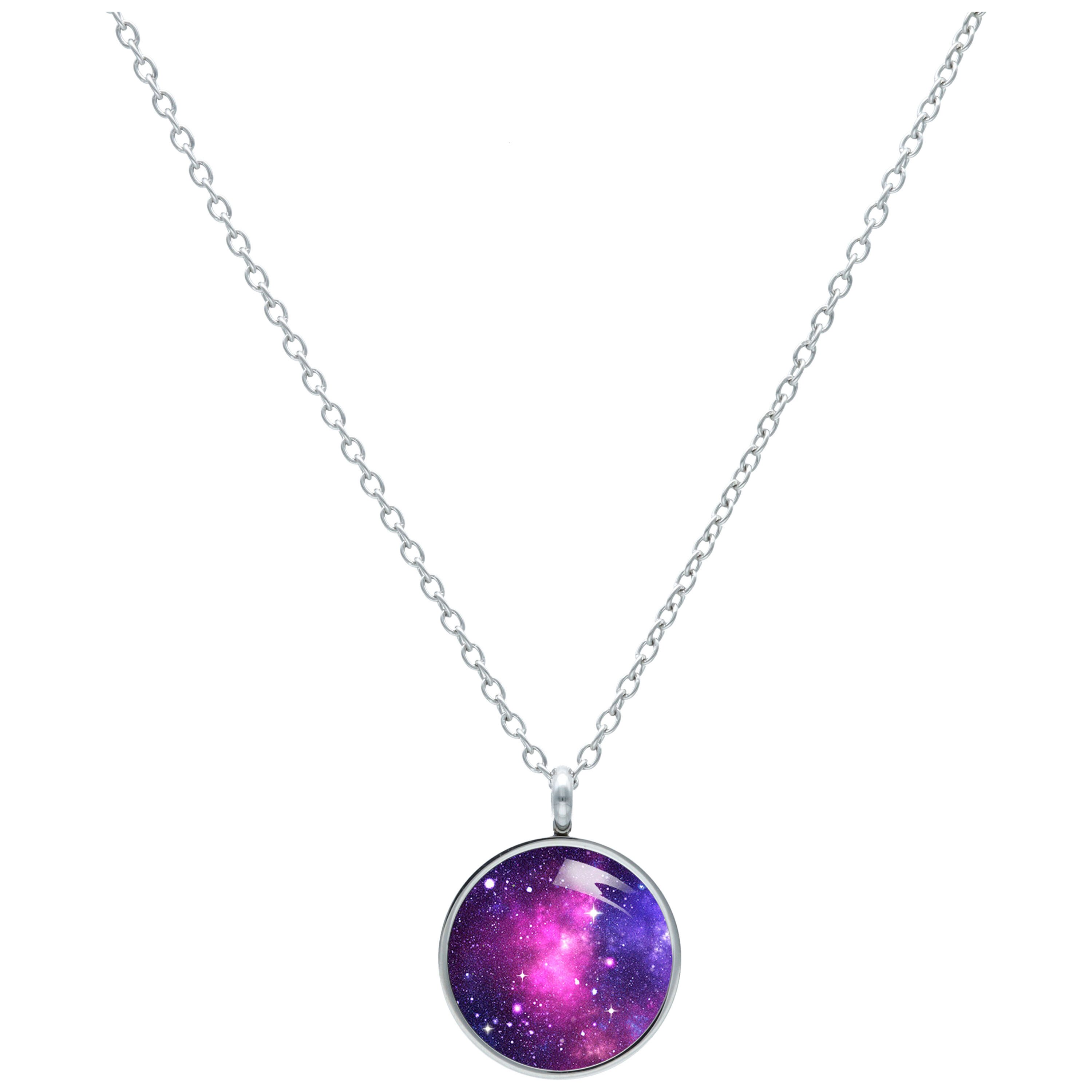 Kette mit Anhänger Pink Galaxy Kette - Silber