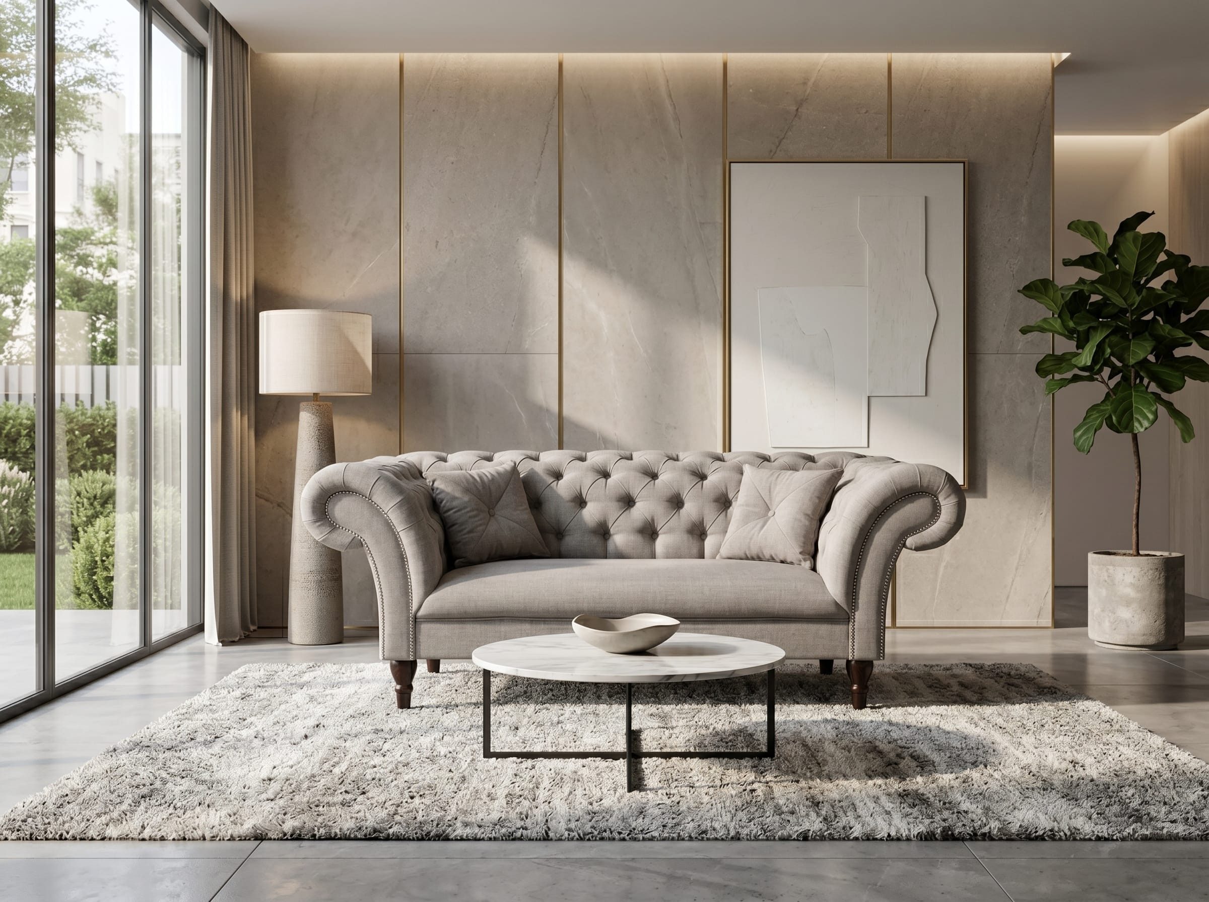 JVmoebel Chesterfield-Sofa Graues 2-Sitzer Chesterfield Luxus-Sofa für Wohnzimmer, 1 Teile, Made in Europa