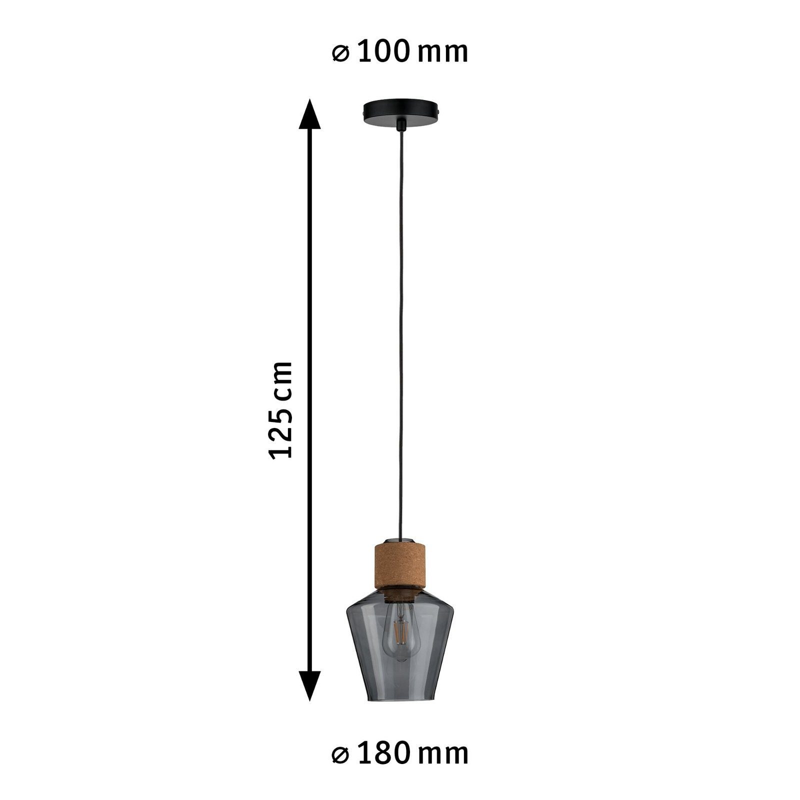 Paulmann Pendelleuchte Neordic Edla 230V, ohne max. 1x20W E27 Rauchglas/Kork/Schwarz Leuchtmittel