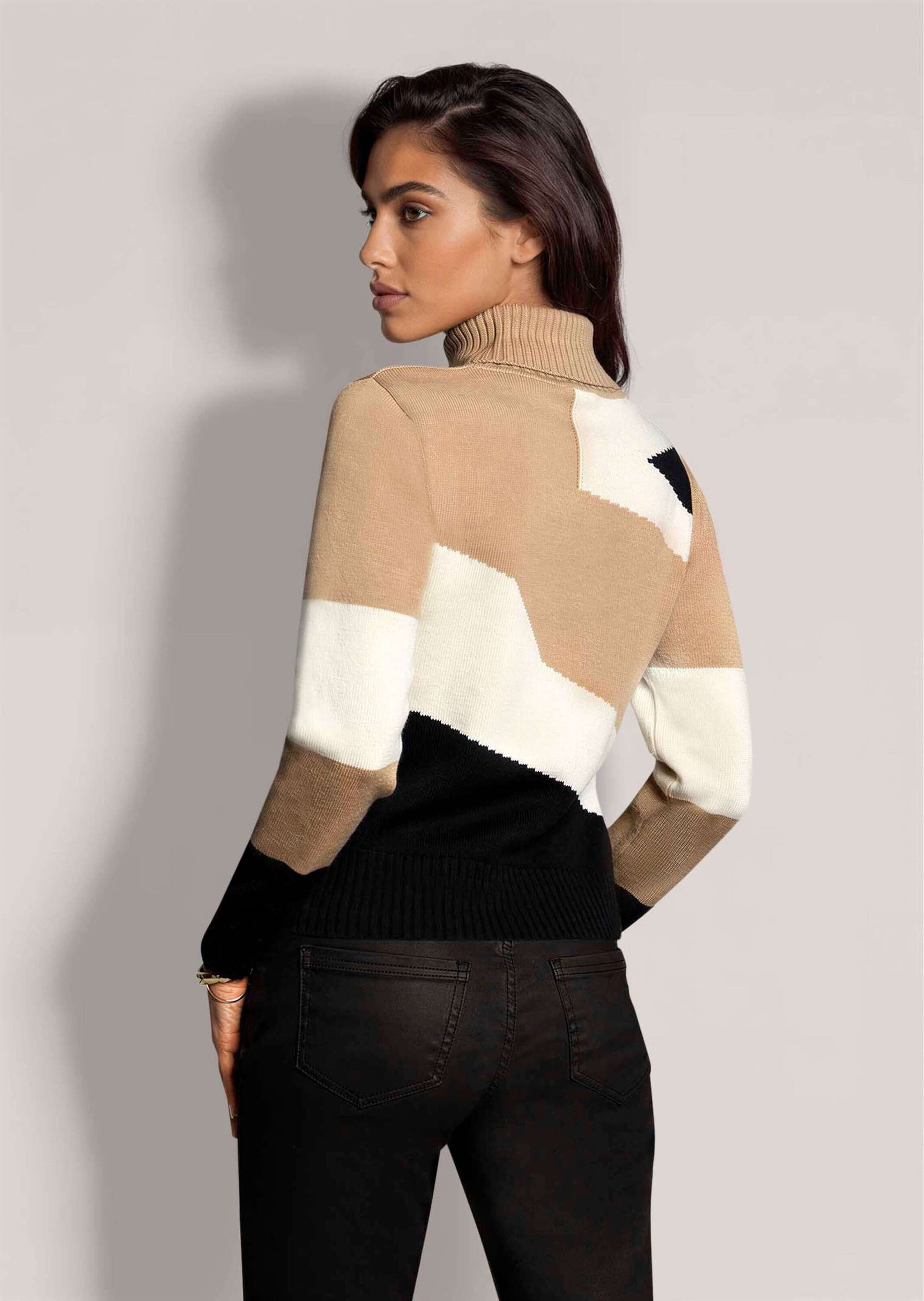 MADELEINE Strickpullover Rollkragen-Pullover mit Jacquard Wärmender Rollkragen, grafisches Muster & Rippbündchen