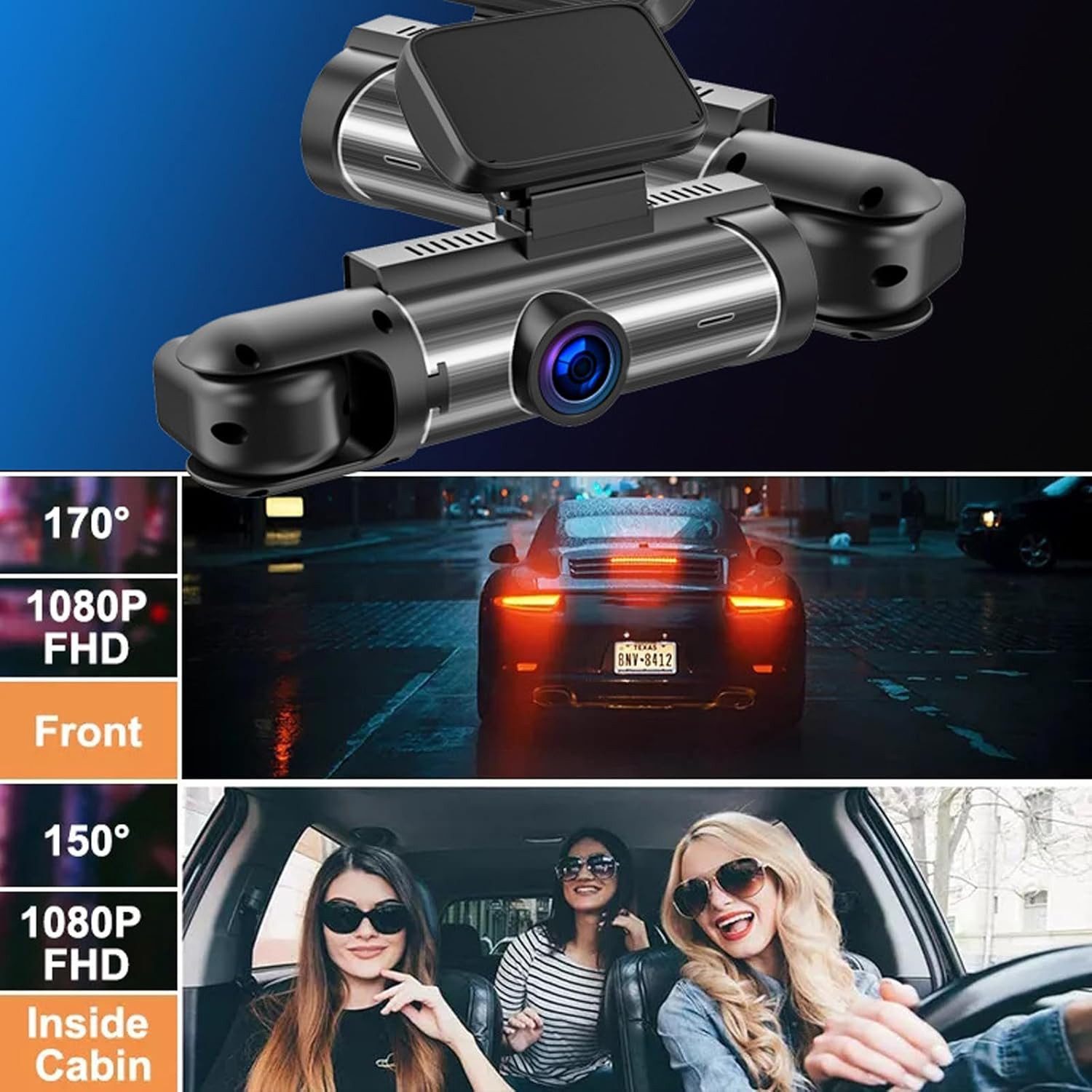 Athlix 4k Dual Dashcam Weitwinkel-Front & Rückkamera und Nachtsicht Dashcam (24 Std. Parküberwachung, 170°-Weitwinkel, Loop-Aufnahme)