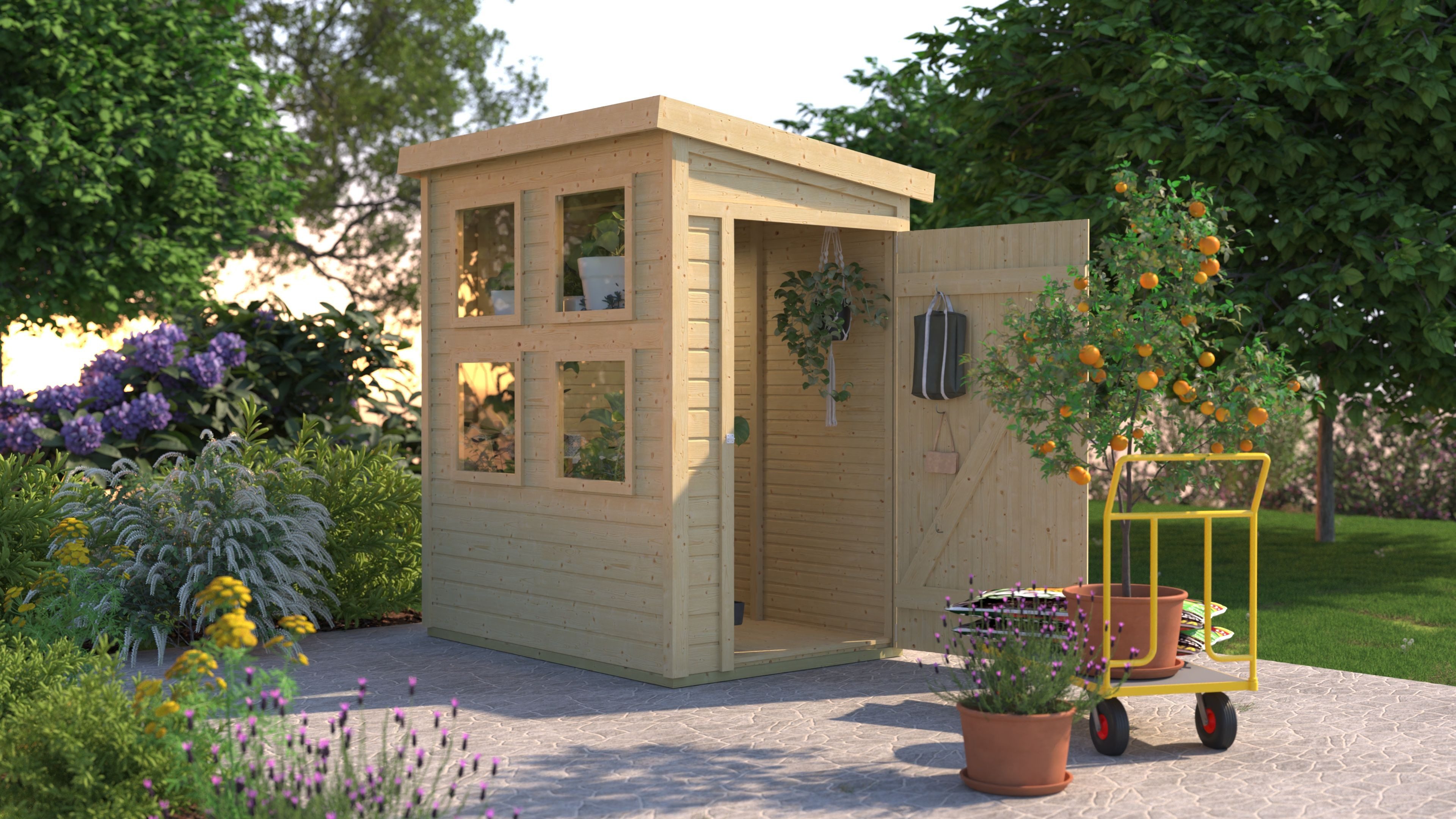 Karibu Gewächshaus Fana, BxTxH: 182 x 126 x 219 cm, 14 mm Wandstärke beige | Rabatt: 21%