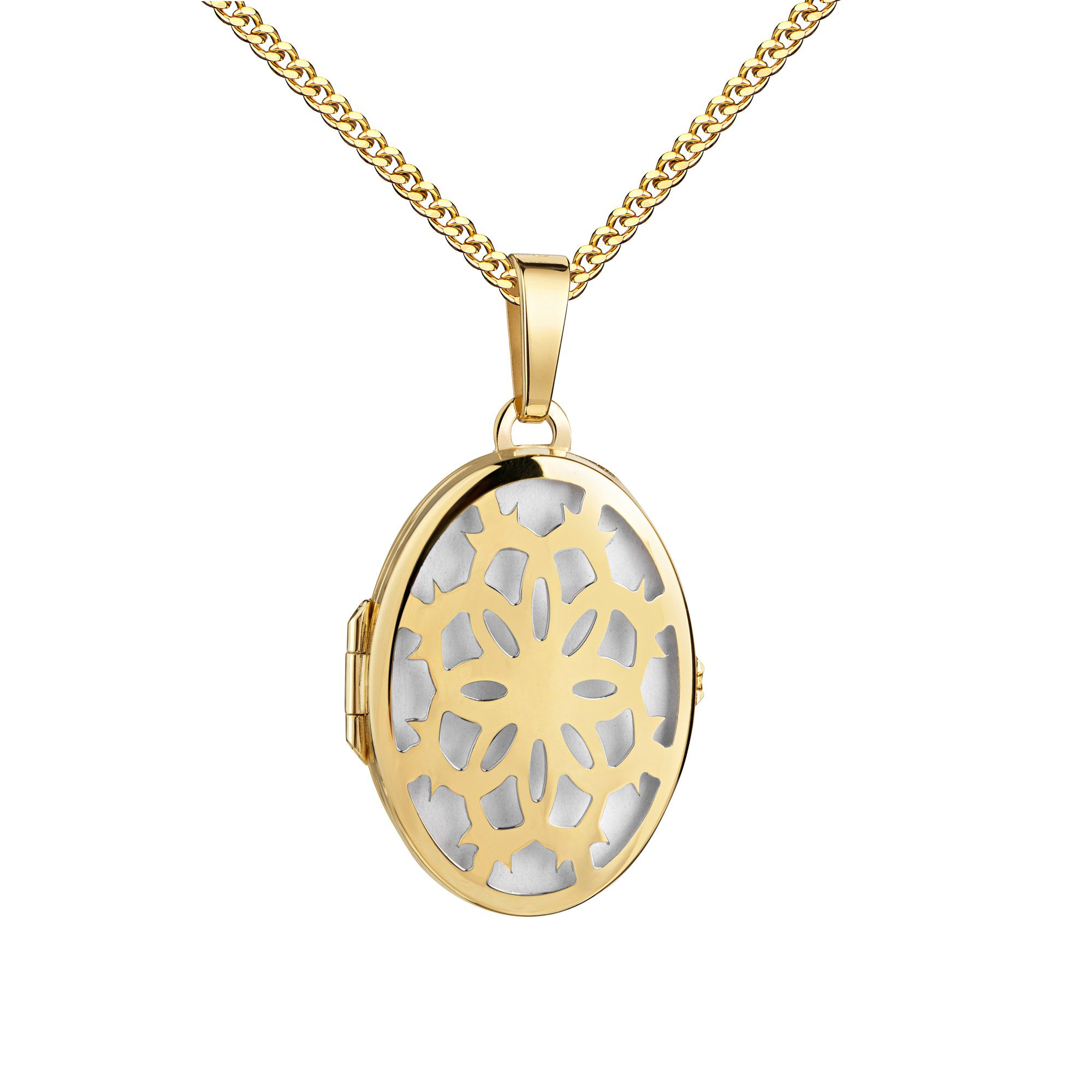 Kettenanhänger Medaillon Gold 333 oval zum Öffnen Amulett Anhänger - Made in Germany
