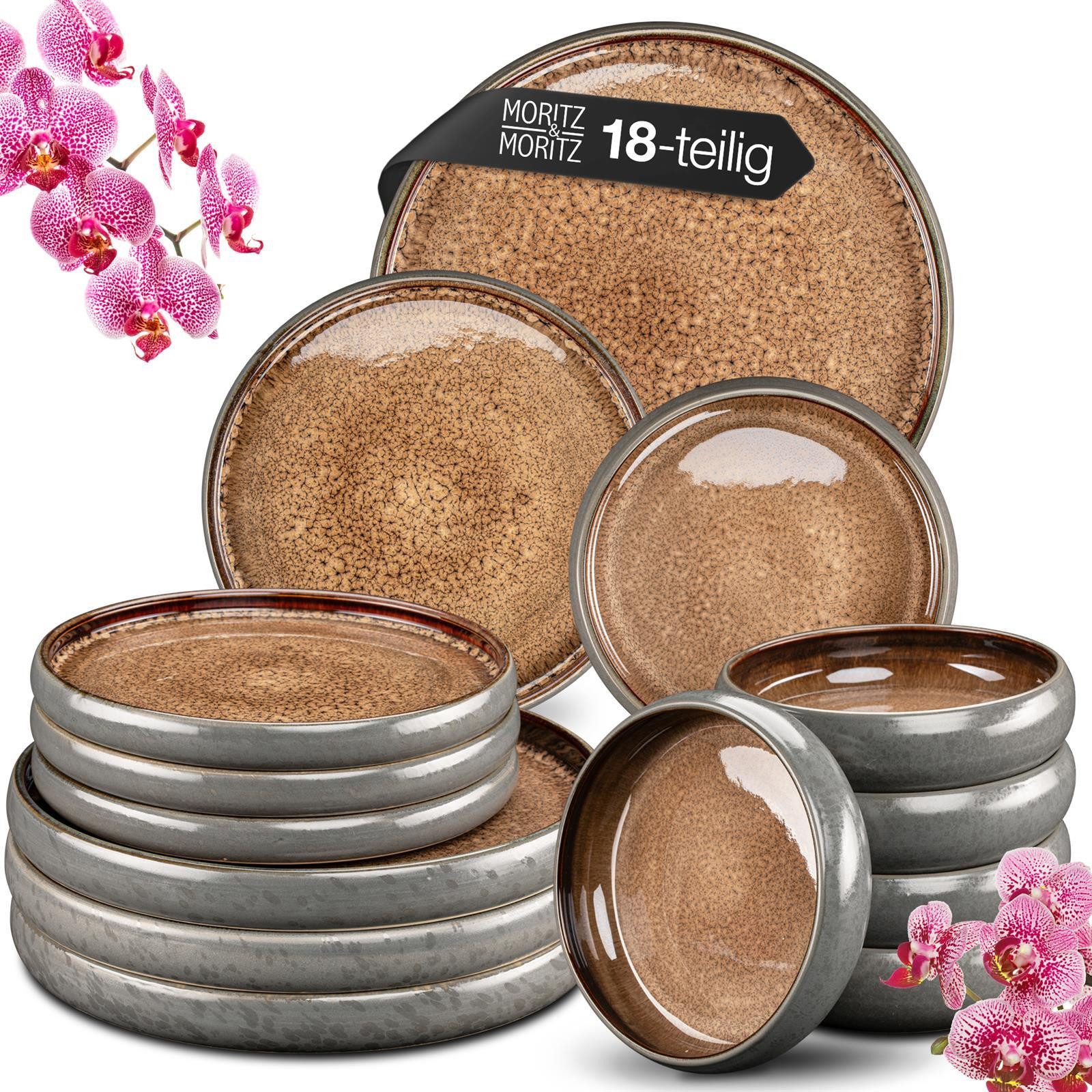 Moritz & Moritz Tafelservice SOLID Geschirrset Beige (18-tlg), 6 Personen, Steinzeug, Kombigeschirr für 6 Personen