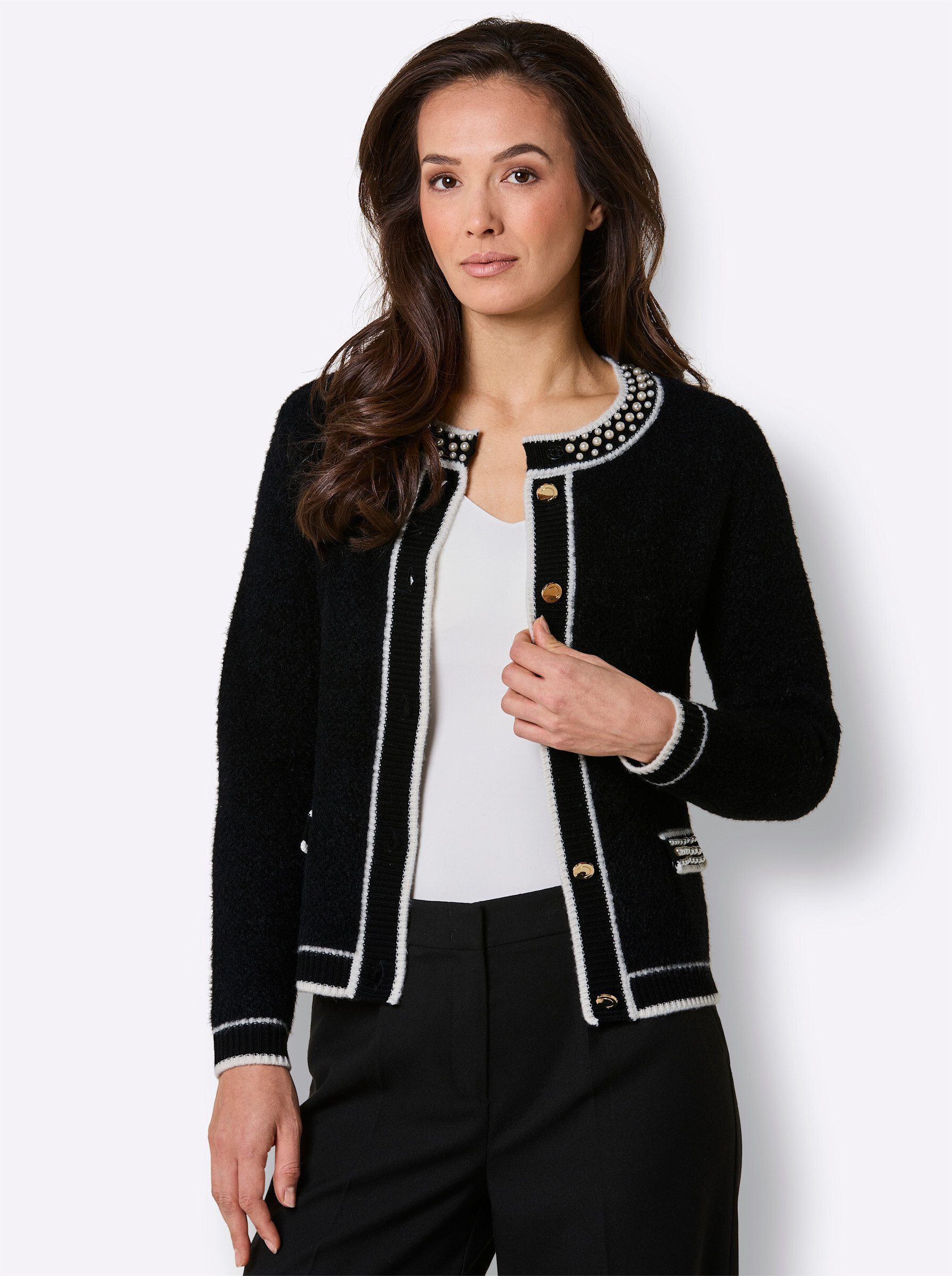 creation L Strickjacke Woll-Strickjacke Langarm