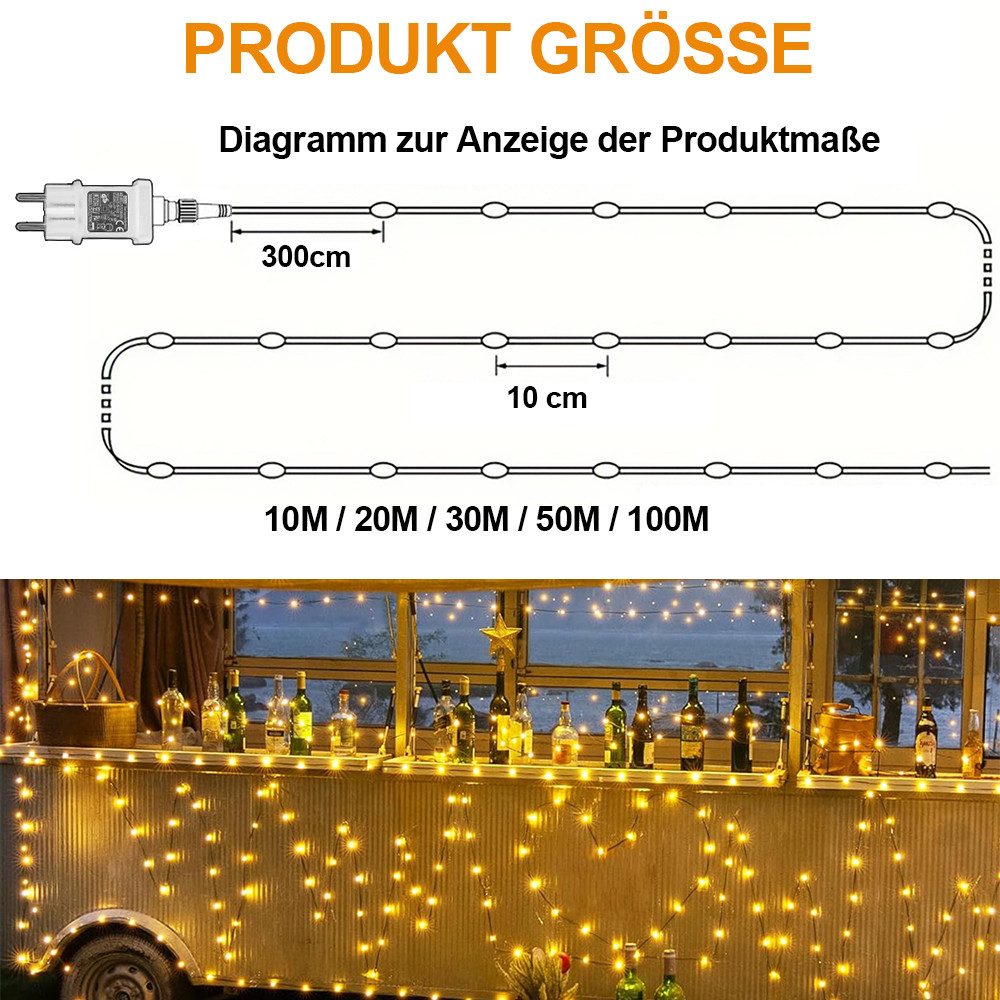 MUPOO Lichterkette LED Dekolicht Grüne Draht,10M/20M/30M/50M/100M günstig online kaufen