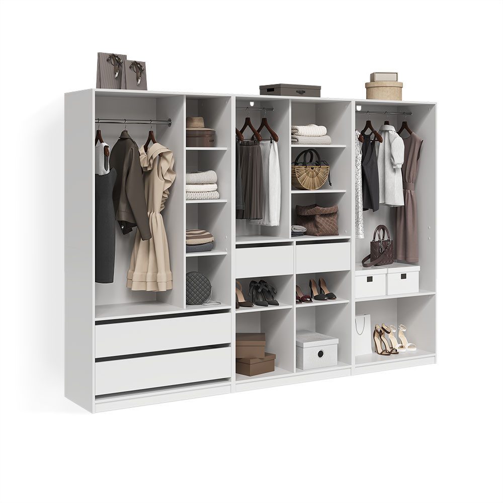 Livinity® Kleiderschrank Trento, Weiß, 3er Set (3-St)