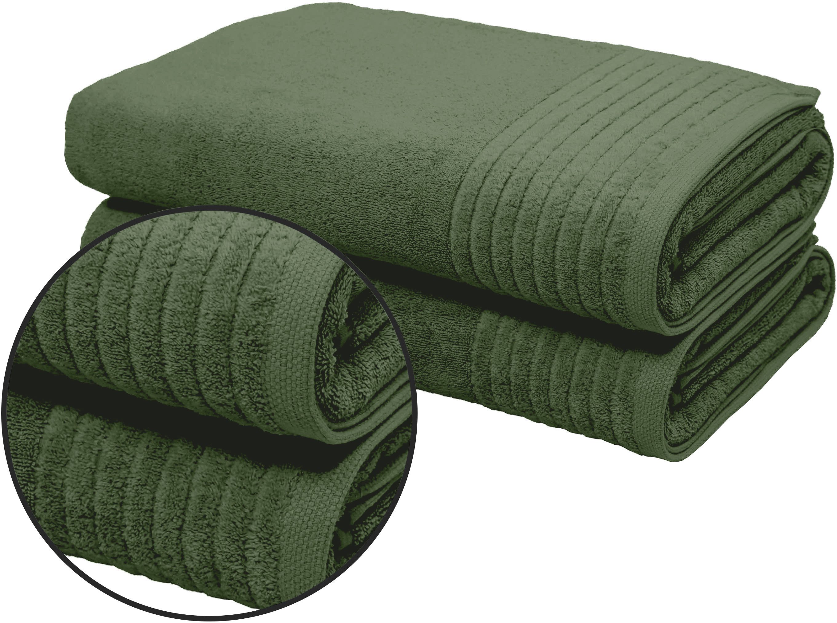 OTTO home Saunatuch Sanremo Premium, Premium Handtücher, 600 gr/m², 80x200cm, Frottier (Set, 2-St), Bordüre, einfarbig, flauschig, weich, dicke Qualität, 5 Jahre Garantie