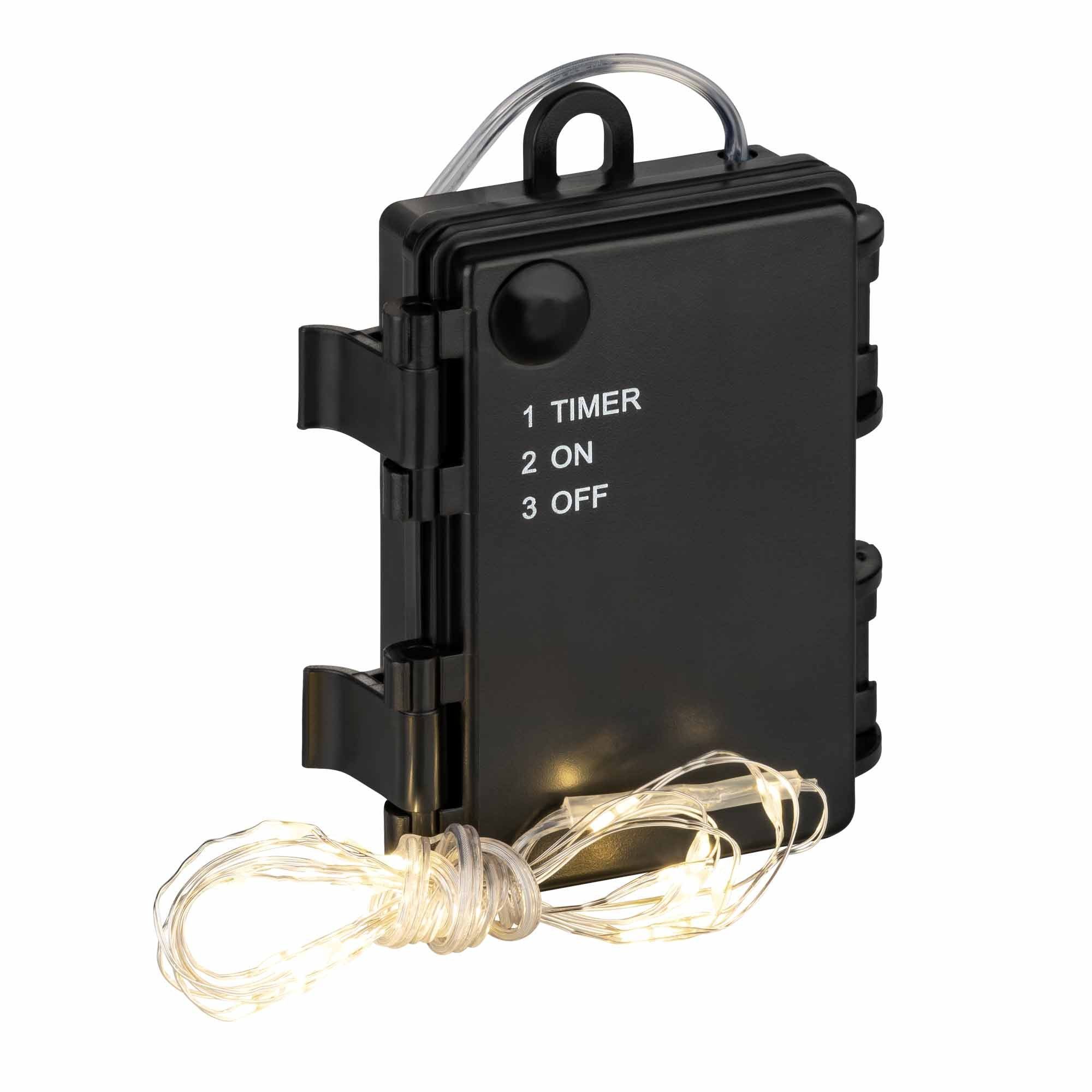 Coen Bakker Deco BV LED-Lichterkette LED Wire, Batterie Außen Draht silber 6/18h Timer 20 LED 0,95m