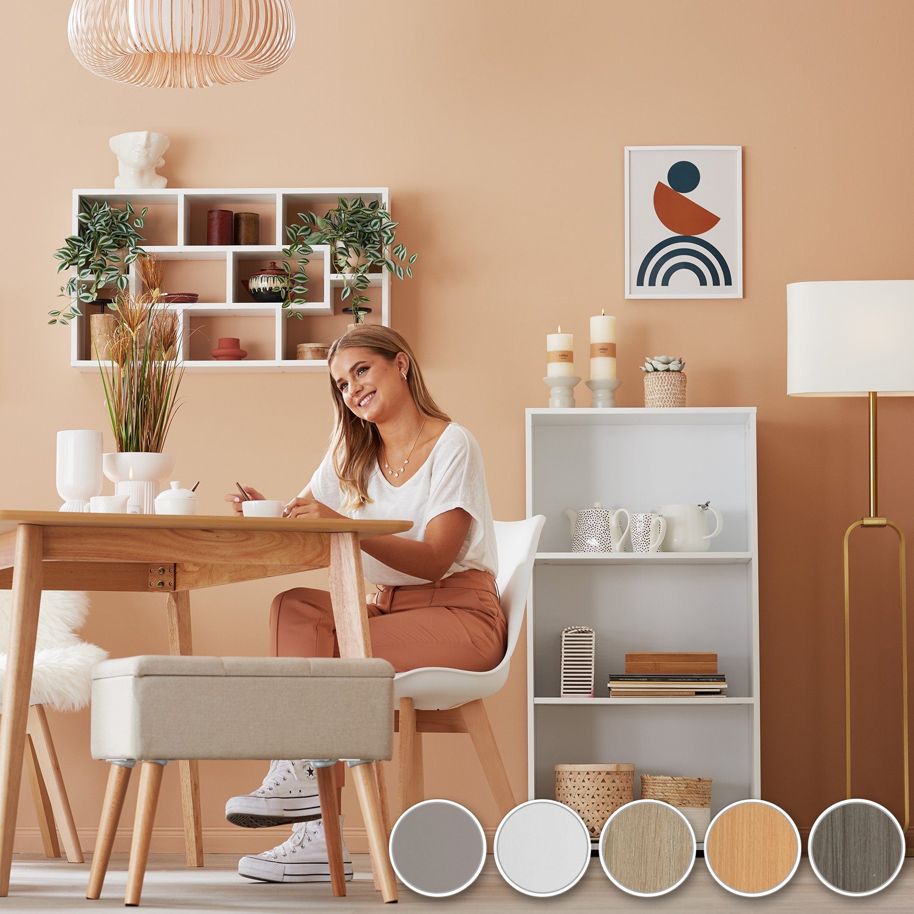 tectake Wandregal Kassandra, Set 1-tlg., Retro-Stil günstig online kaufen