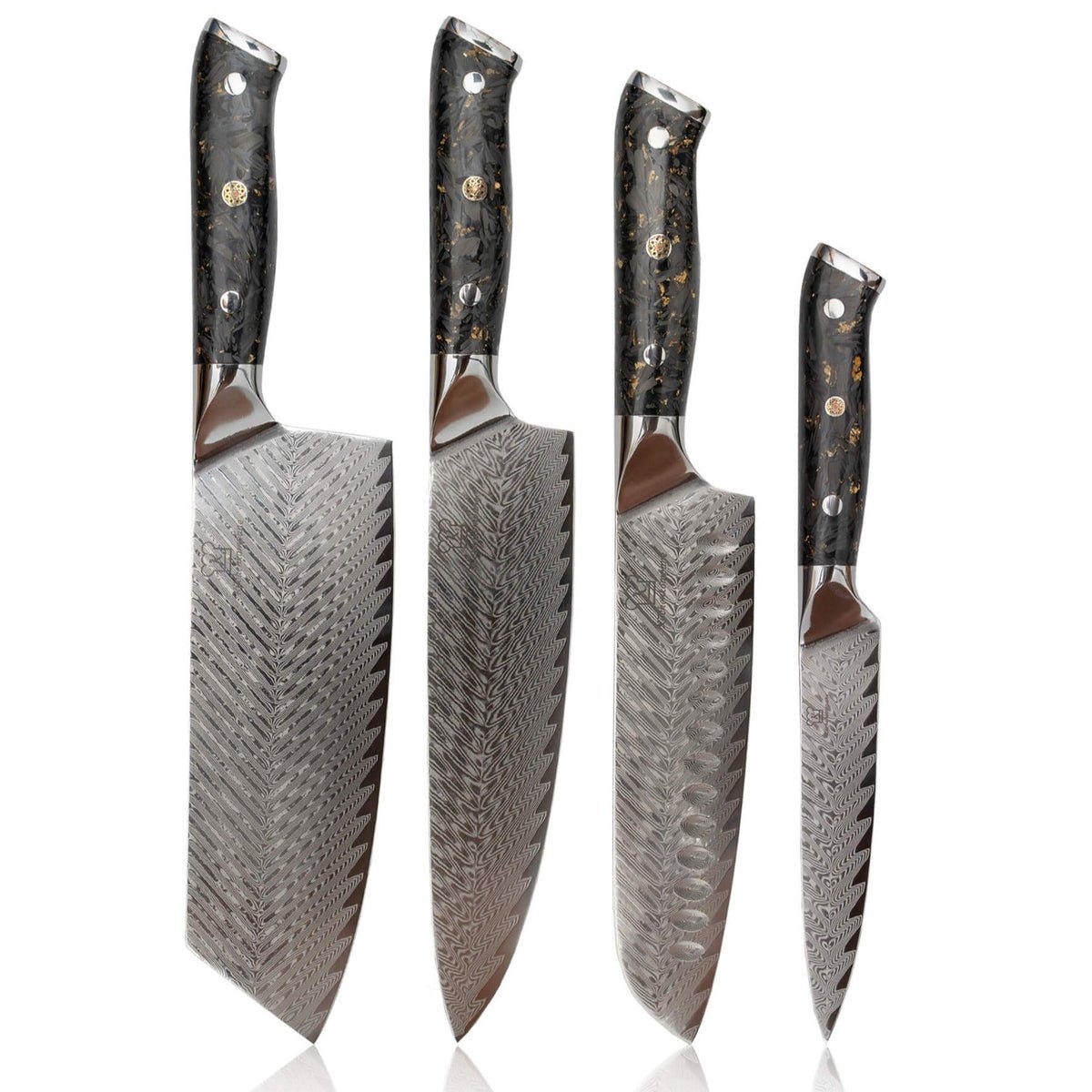 magnetischer Messer-Set Damast mit Holzleiste Küchenkompane (2-tlg) Set Küchenmesser Messerset Kiiro -