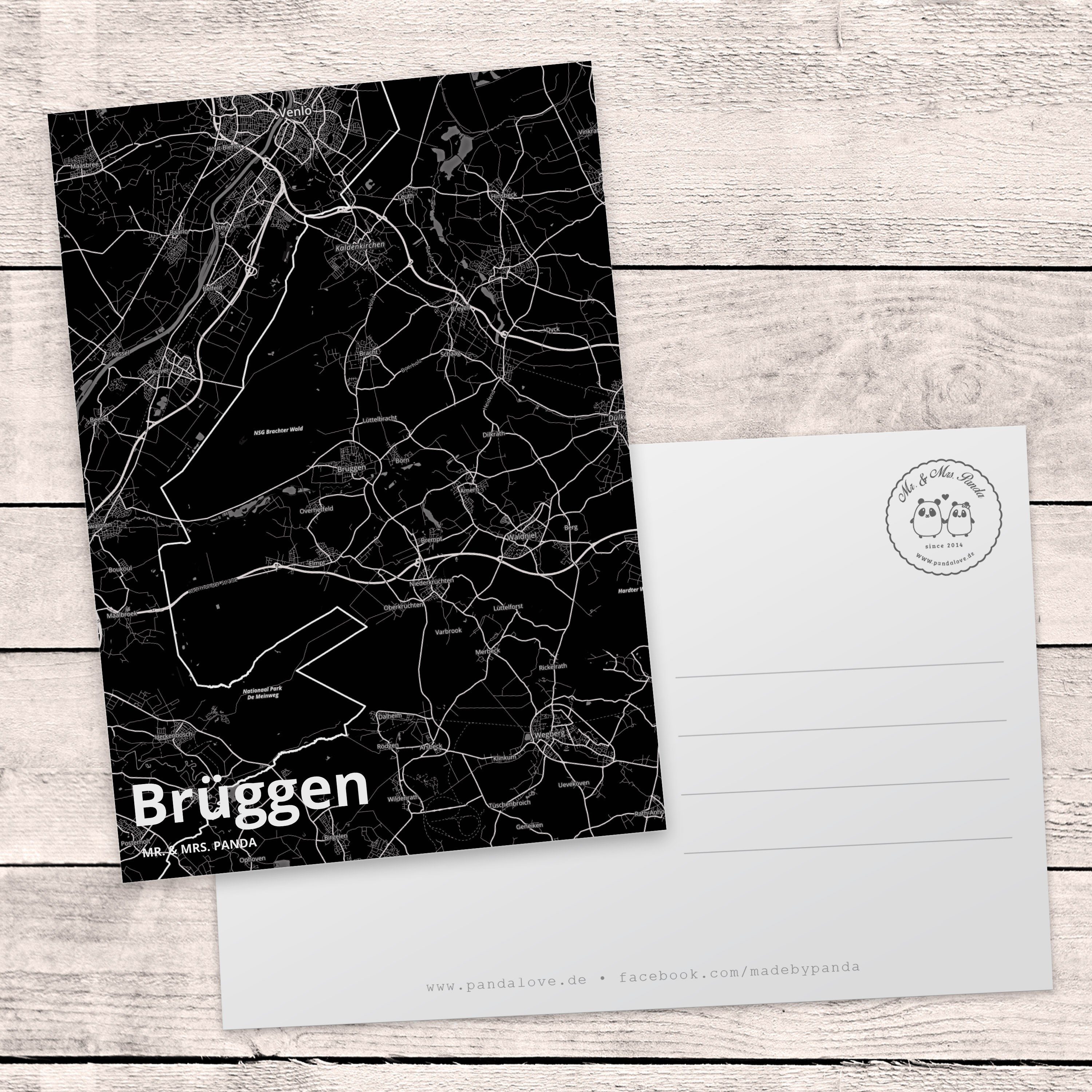 Mr. & Mrs. Panda Postkarte Stadt Brüggen Dorf Geschenk, Grußkarte, Einladungskarte, Ort, Karte 