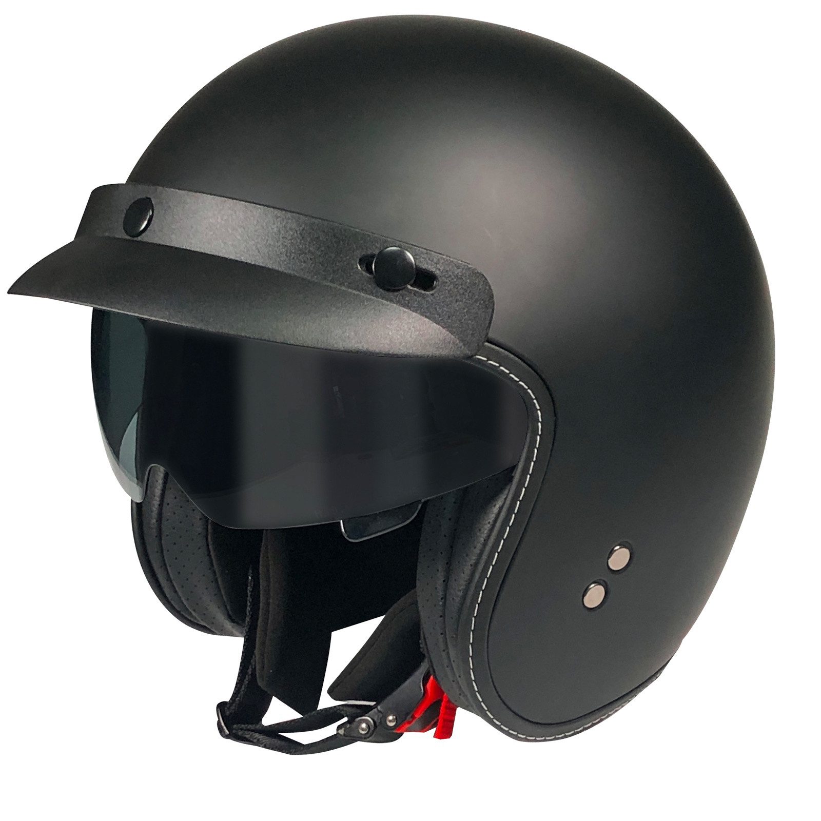 ROCC Motorradhelm Rocc Classic Pro Jethelm Matt-Schwarz S (1er Set)