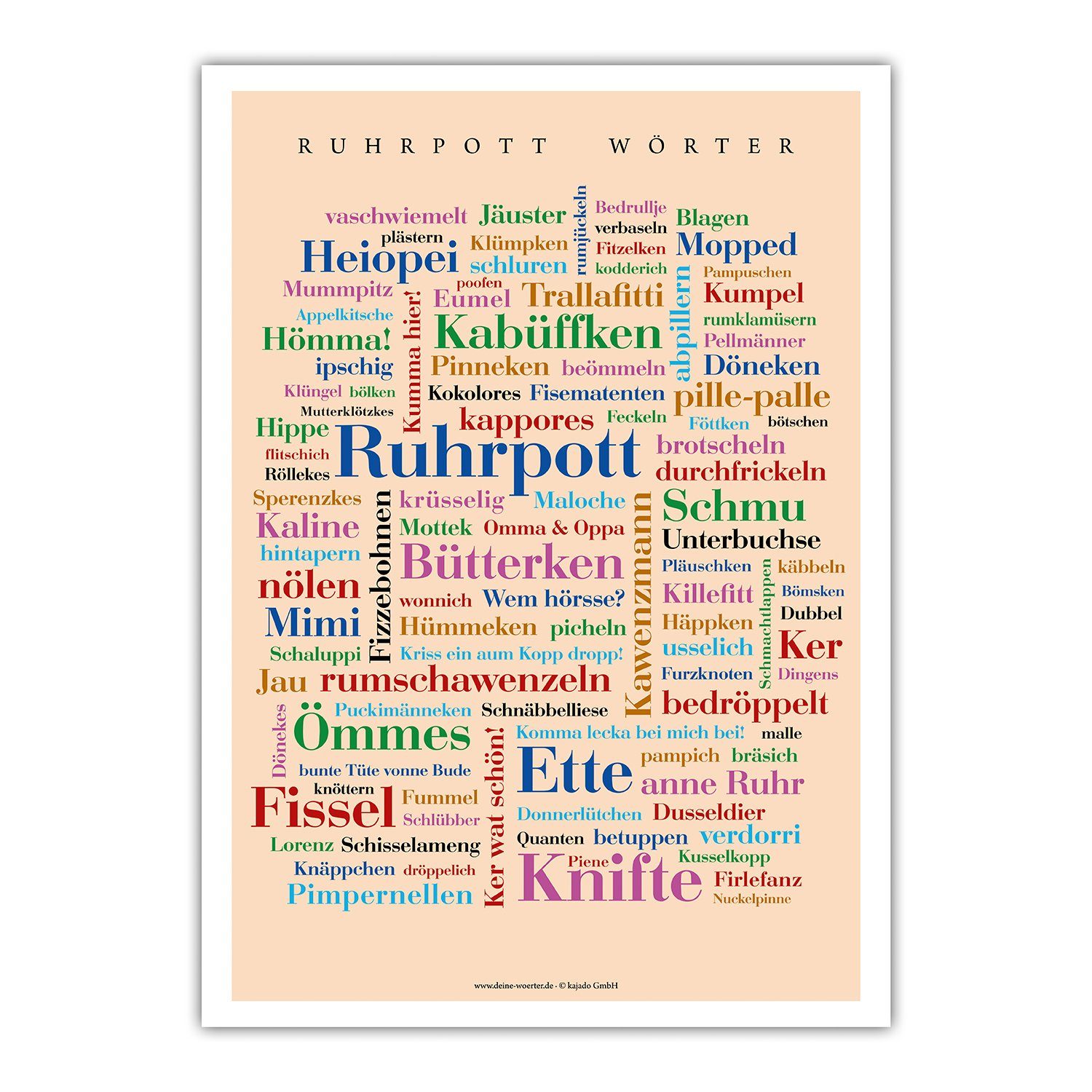 Deine Wörter Poster Ruhrpott Wörter – Typografie Wandbild als Geschenk von Deine Wörter