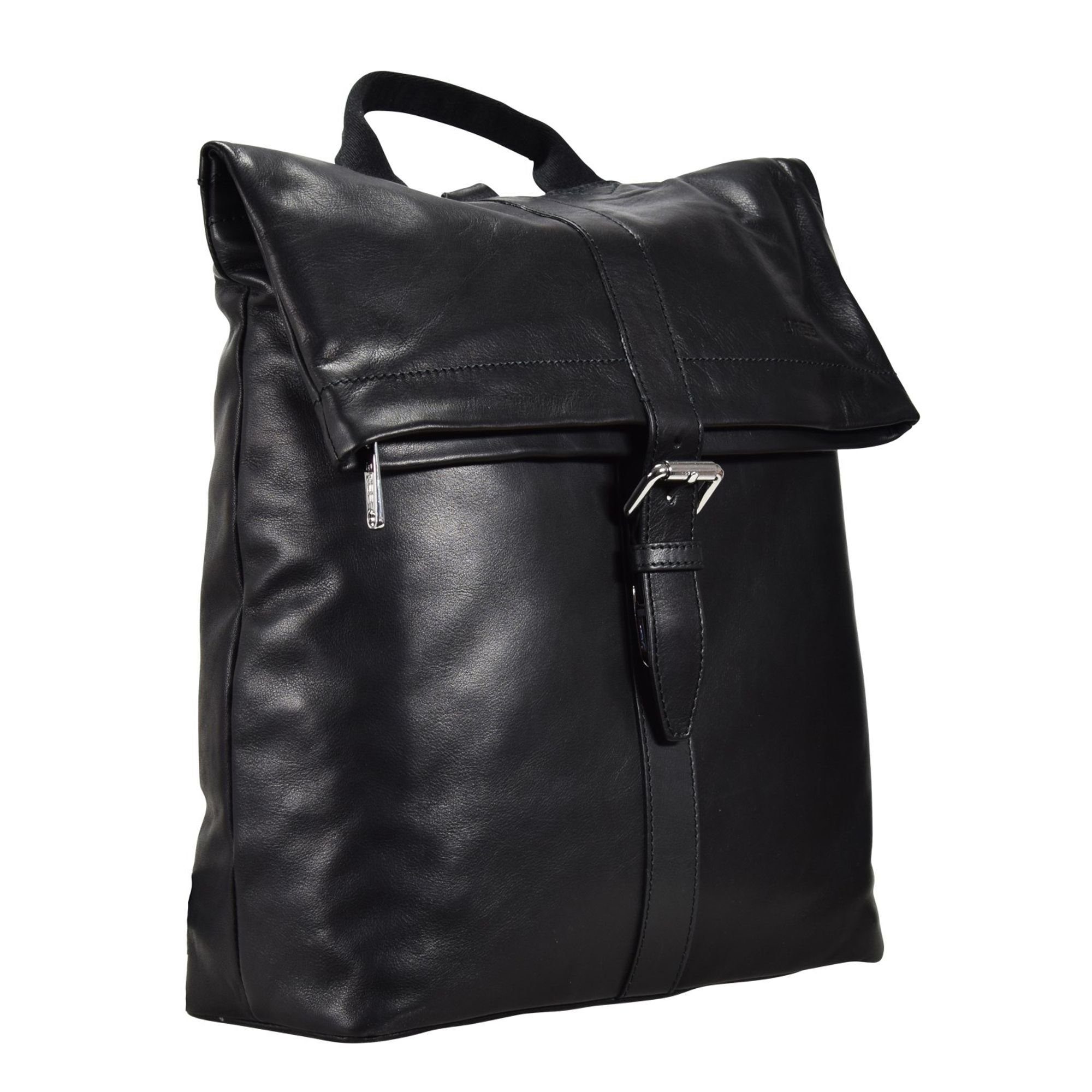 black Rucksack BREE Leder Stockholm,