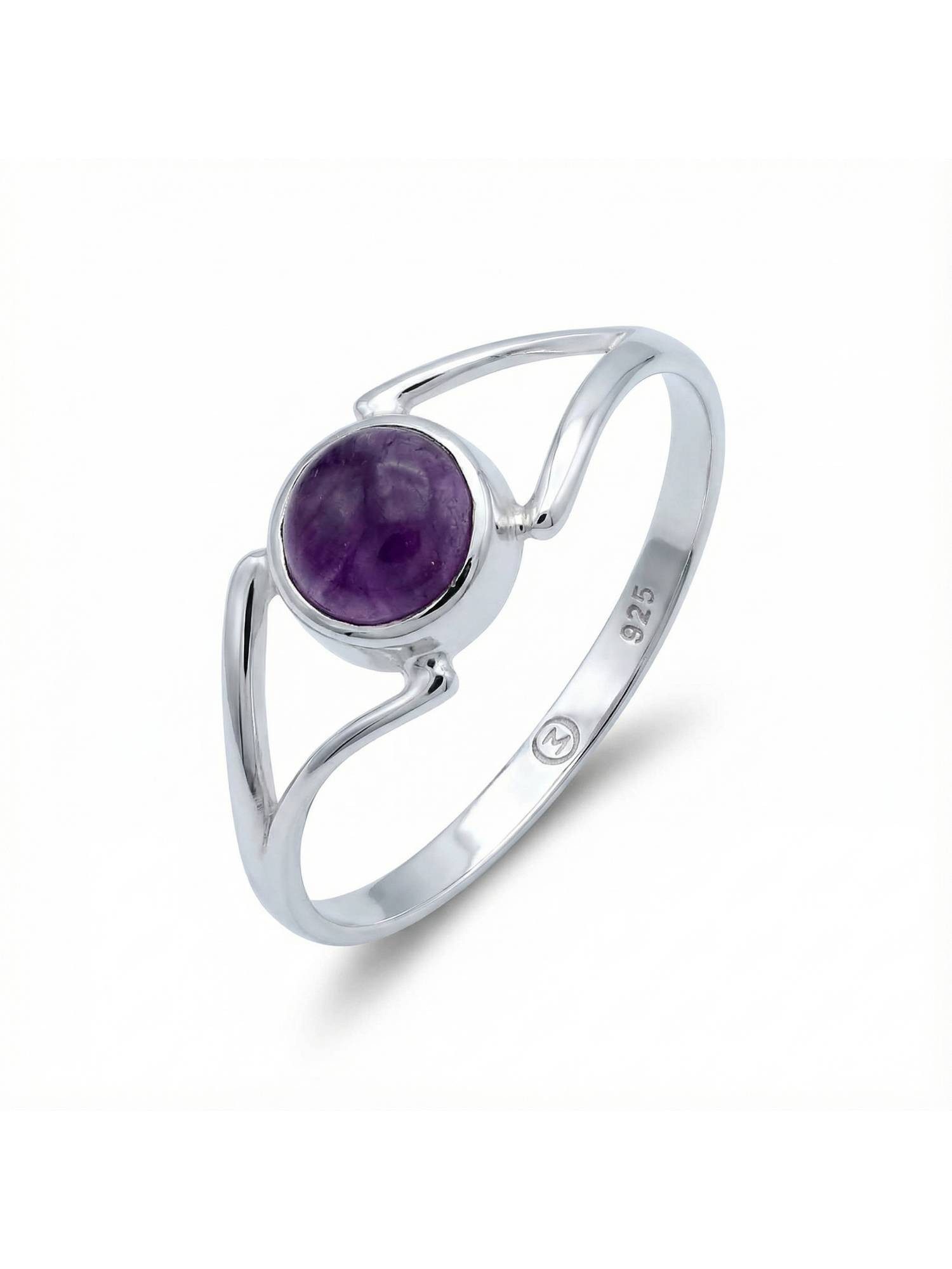 mantraroma Silberring TEKILI rund aus 925 Silber mit Amethyst (Ring mit Schmuckbeutel), Damenring aus 925er Silber