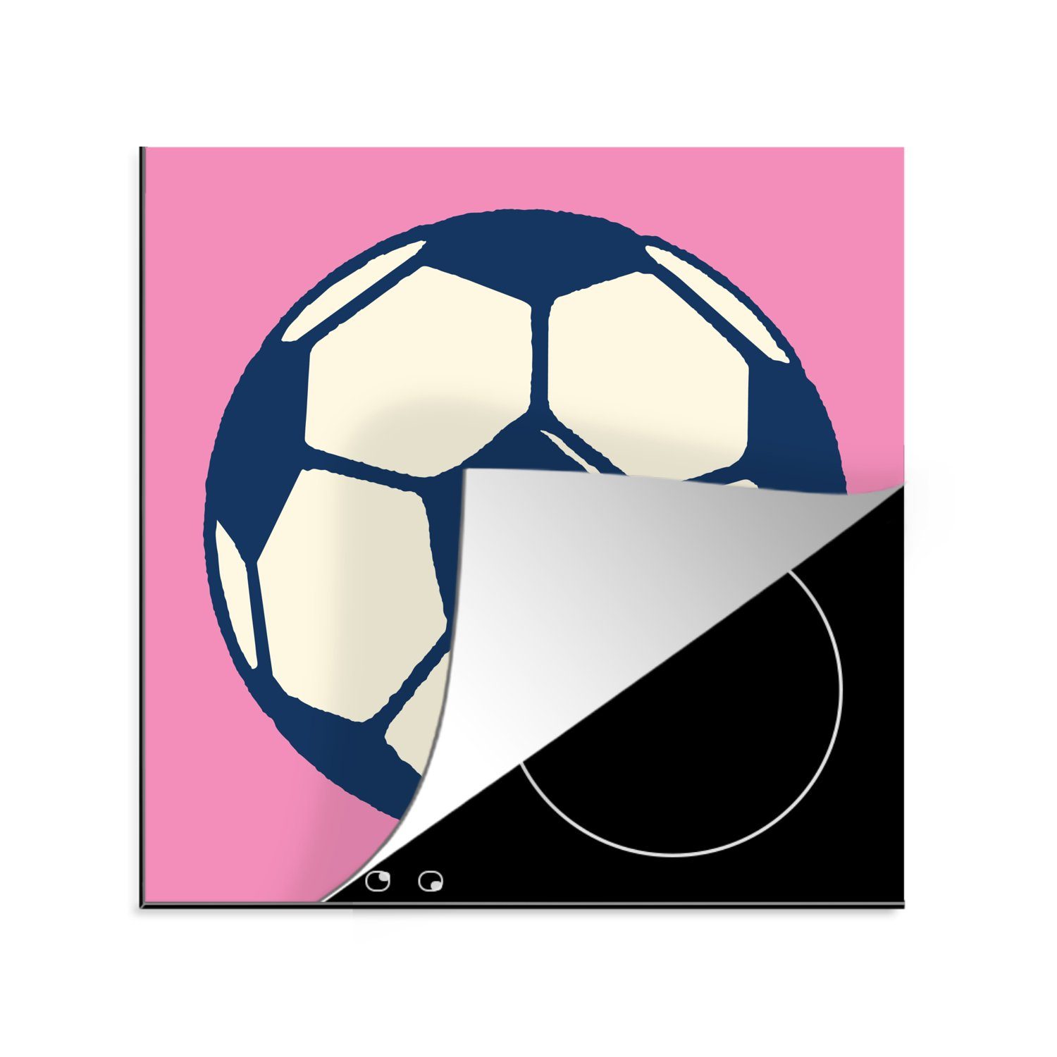 auf cm, 78x78 tlg), Vinyl, einem MuchoWow Eine Fußball von Ceranfeldabdeckung, -, rosa einem küche (1 für Herdblende-/Abdeckplatte Hintergrund Illustration Arbeitsplatte