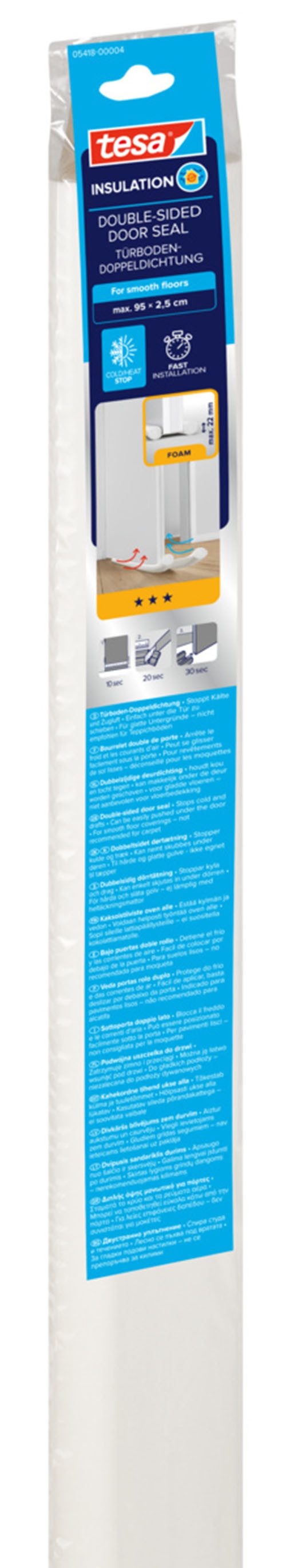 tesa Zugluftstopper INSULATION Zugluftstopper für glatte Böden, 1-tlg., Zuschneidbare Türdichtung zum Schutz vor Zugluft