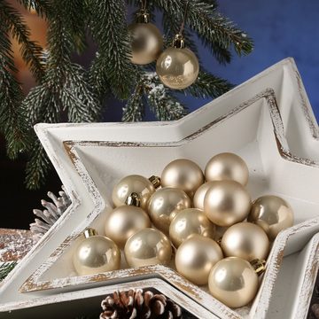 MARELIDA Weihnachtsbaumkugel Christbaumkugel Weihnachtskugel Glas D: 3,5cm glänzend matt creme 16St (16 St)