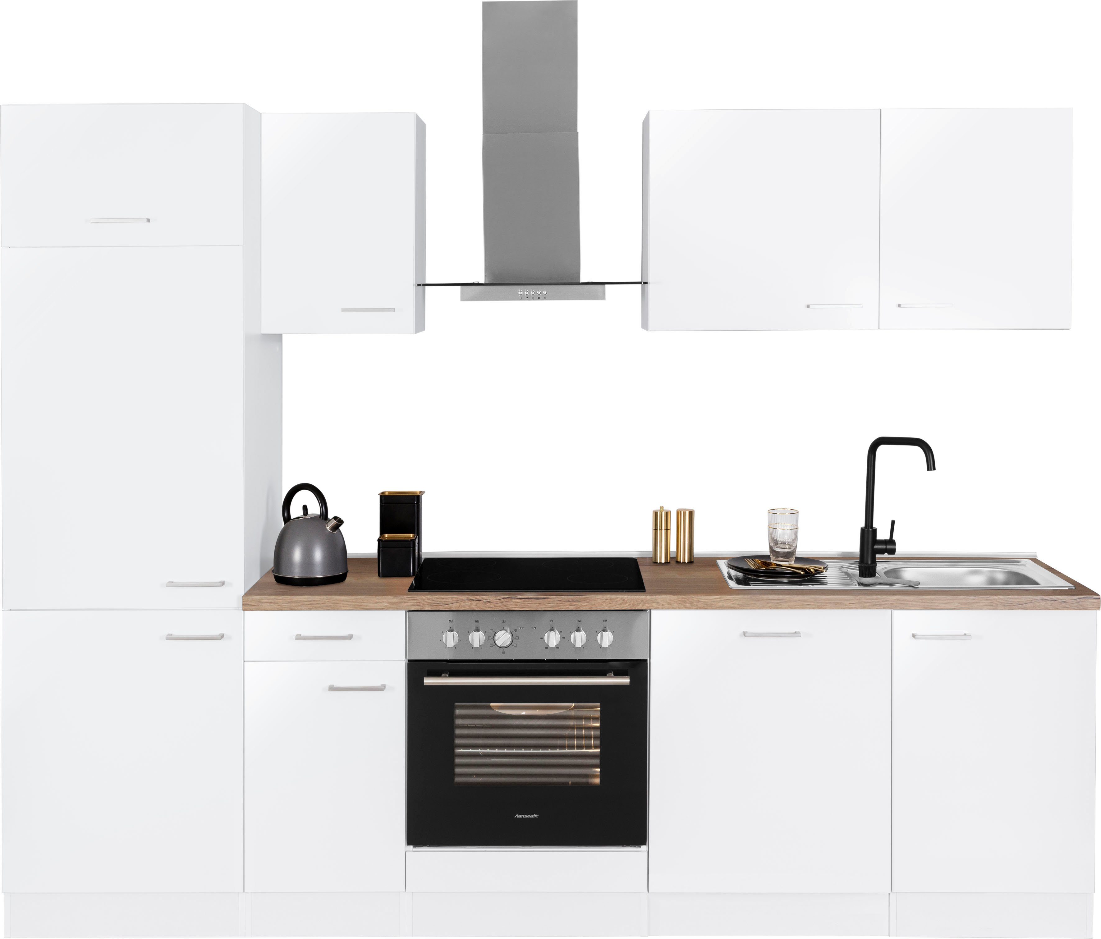 OPTIFIT Küchenzeile Iver, 270 cm breit, mit oder ohne vollintegrierbaren Geschirrspüler weiß | weiß | Küchenzeilen mit Geräten