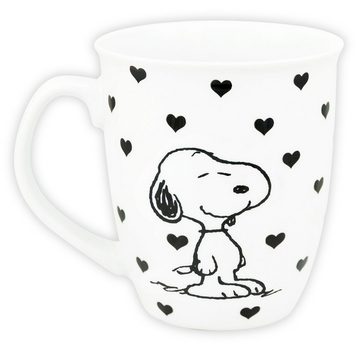 United Labels® Tasse The Peanuts Tasse Snoopy - Herzen Kaffeebecher Weiß aus Keramik 280 ml, Keramik