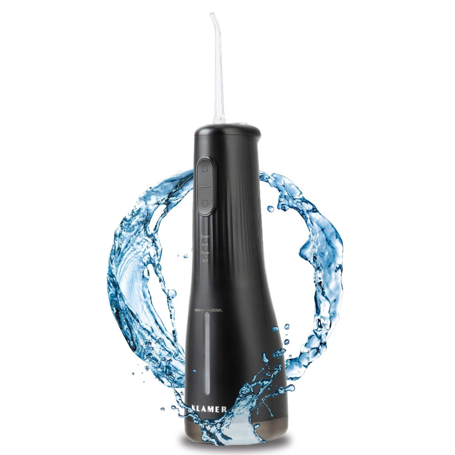 KLAMER Munddusche Water Flosser mit 2 Aufsätzen für effektive Reinigung der Zähne und Z…, Kabellos, 4 Reinigungsmodi, 2 Düsen, mobil nutzbar